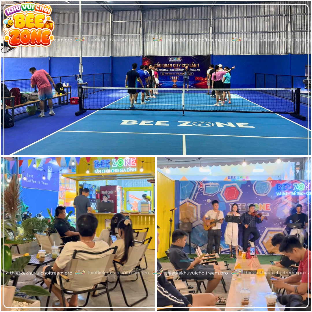 Sân pickleball và cà phê sân vườn tại Beezone Thanh Hóa