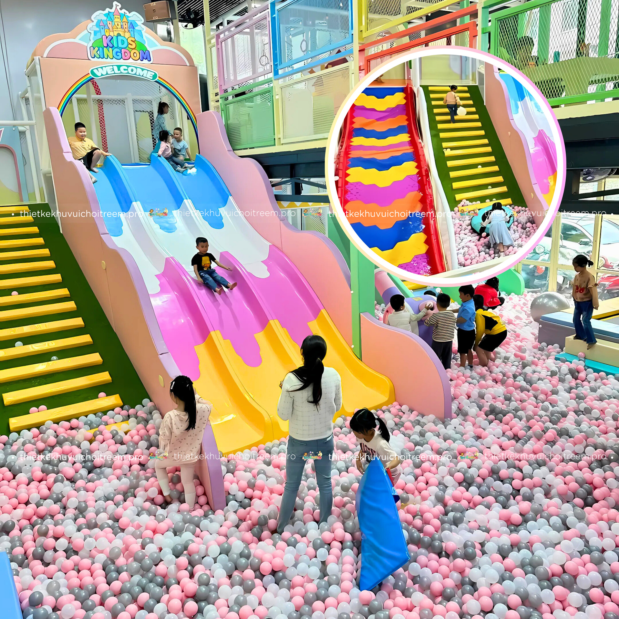 Nhà liên hoàn 3 tầng tại khu vui chơi Kids KingDom