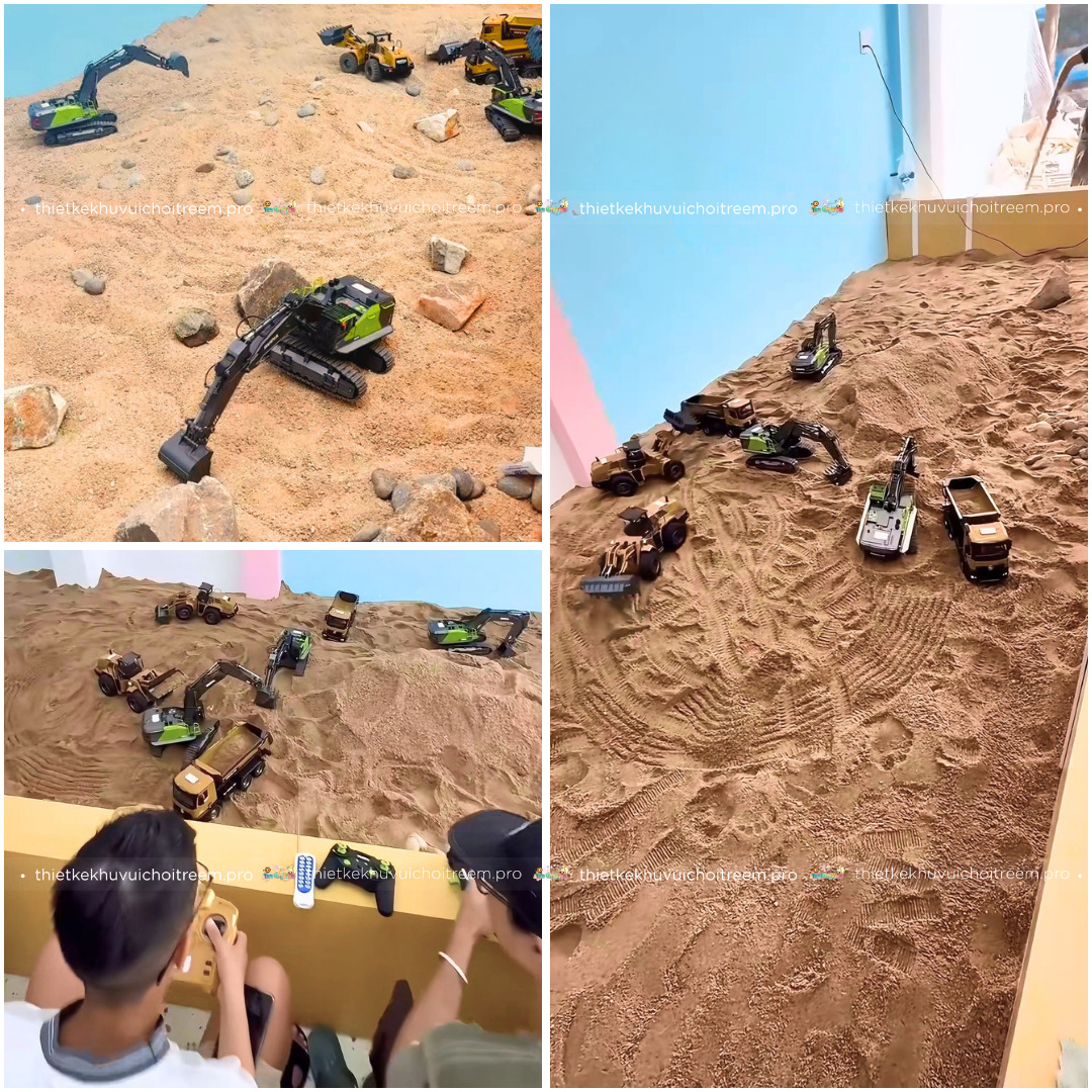 Xe điều khiển công trình ngay tại khu vui chơi Quy Nhơn