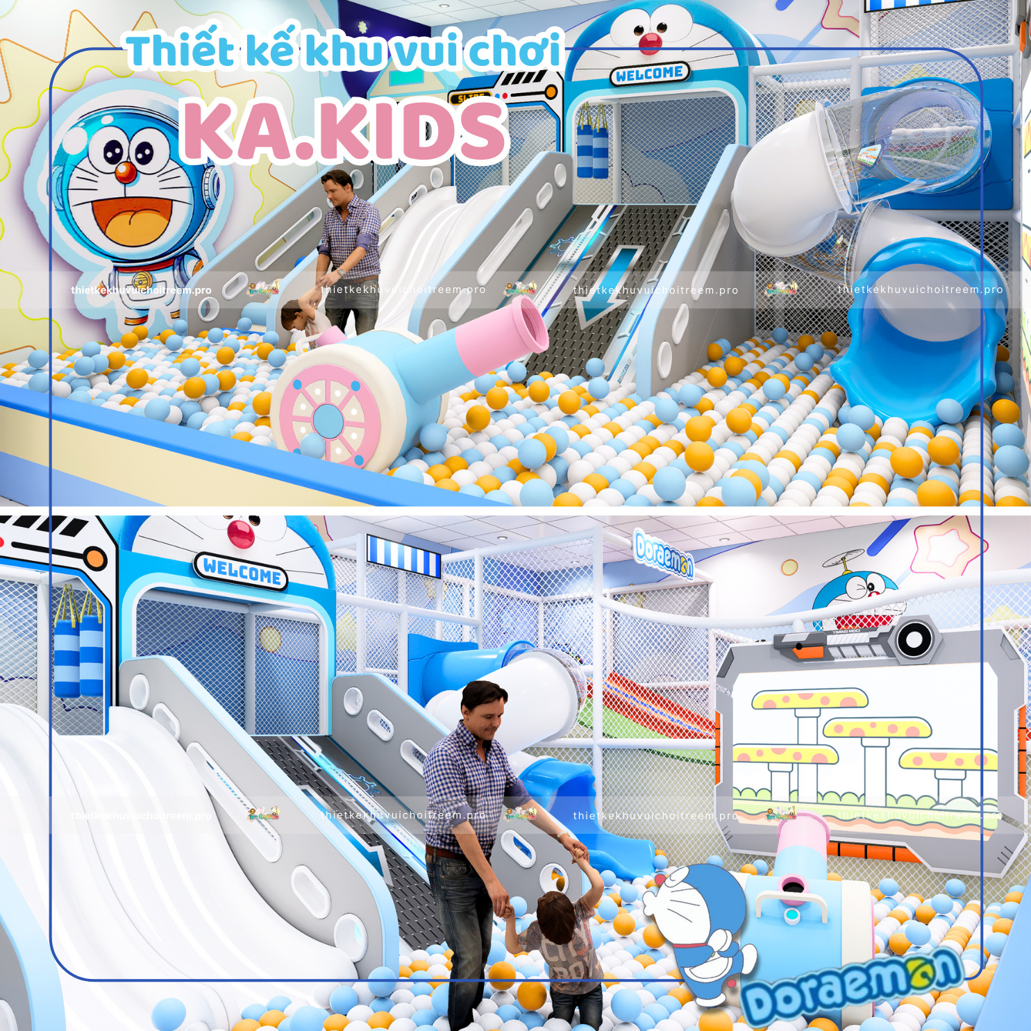 Nhà banh liên hoàn siêu hấp dẫn tại khu vui chơi Ka.Kids
