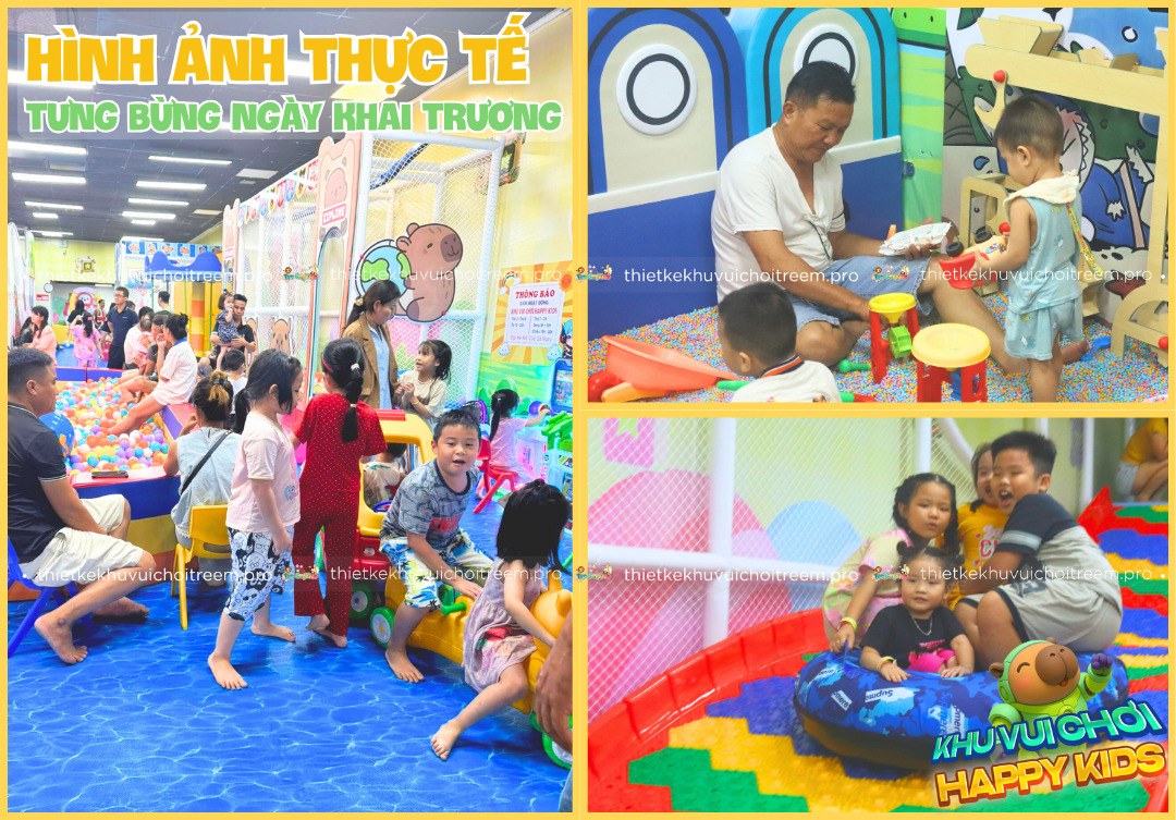 Ngày khai trương đông tập nập người tại khu vui chơi Happy Kids
