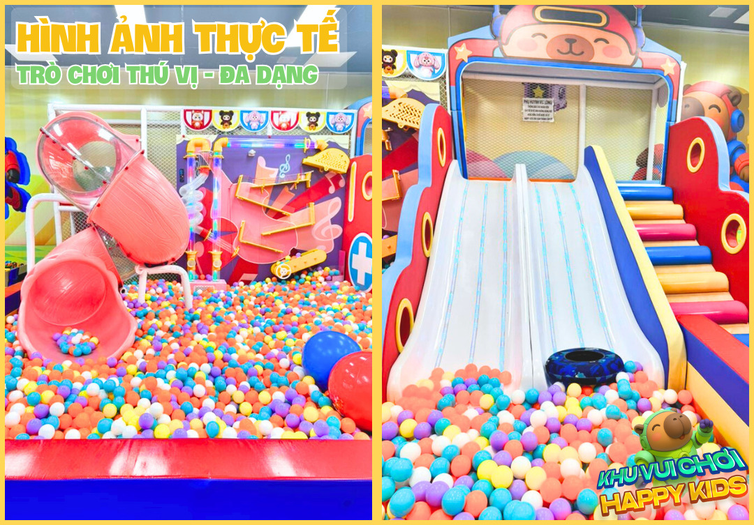 Hình ảnh thực tế cầu trượt nhà liên hoàn 2 tầng