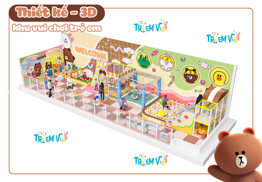 Chủ đề Gấu Brown và Thỏ Cony cho thiết kế khu vui chơi Lâm Đồng