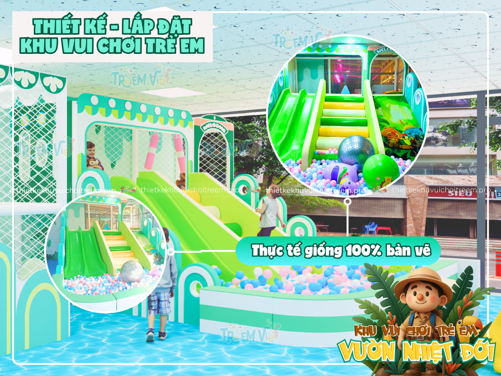 Hình ảnh thực tế giống hoàn toàn bản thiết kế khu vui chơi trẻ em Bình Dương