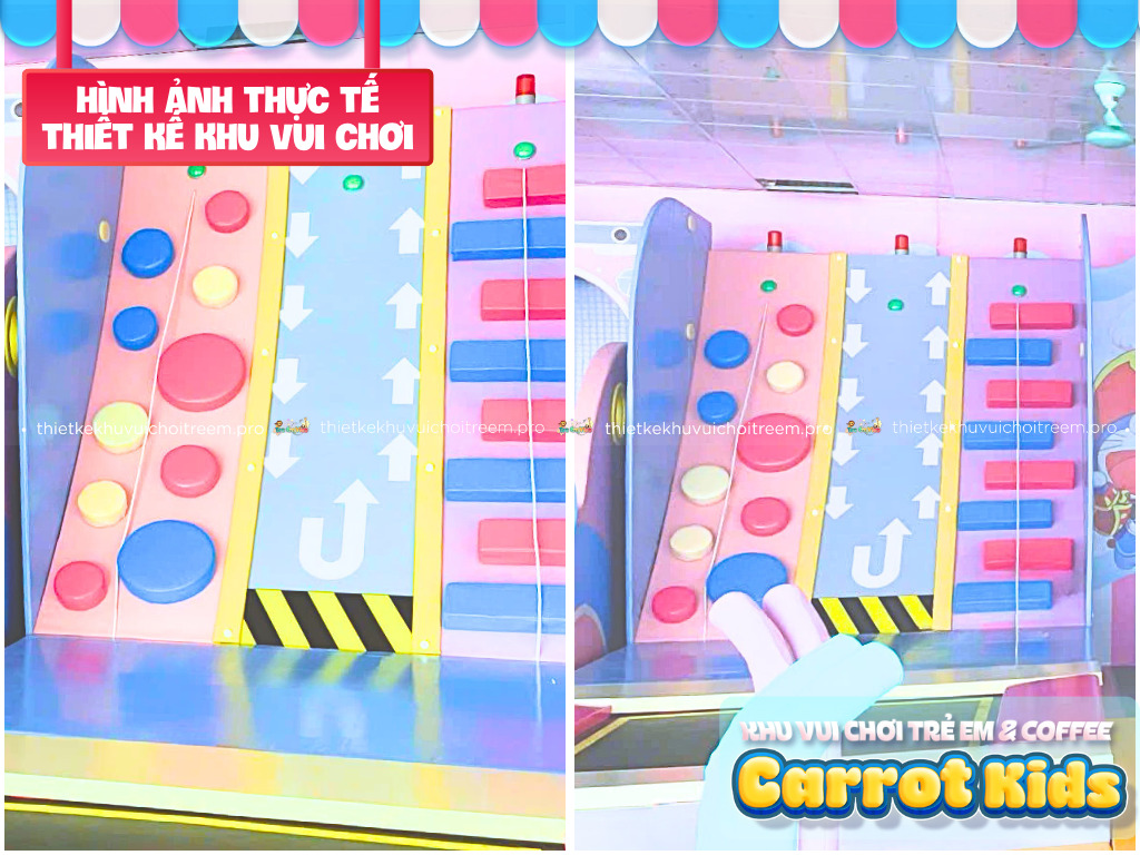 Màu sắc pastel thực tế đầy ngọt ngào của thang leo đập chuông tại khu vui chơi trẻ em Carrot Kids