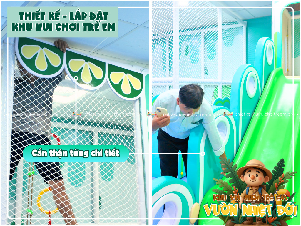 Lắp đặt khu vui chơi trẻ em Bình Dương cận thận từng chi tiết 