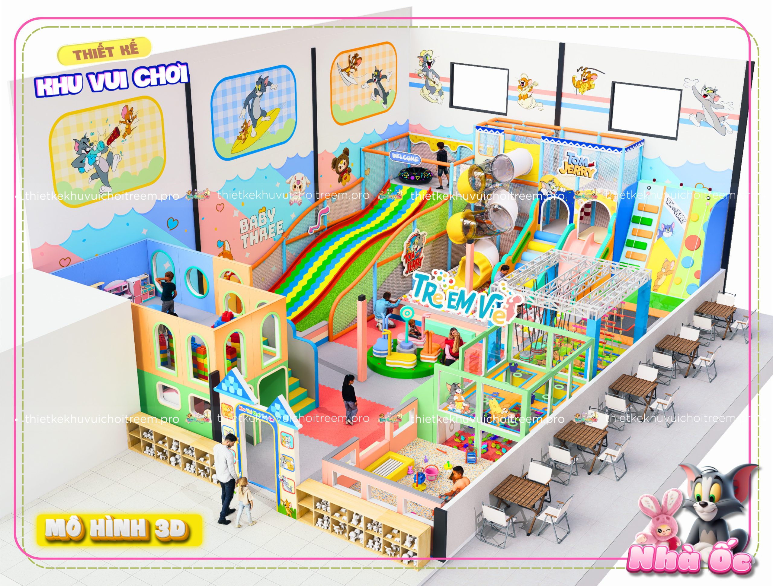 Mô hình 3D thiết kế kids cafe Gia Lai - Nhà Ốc