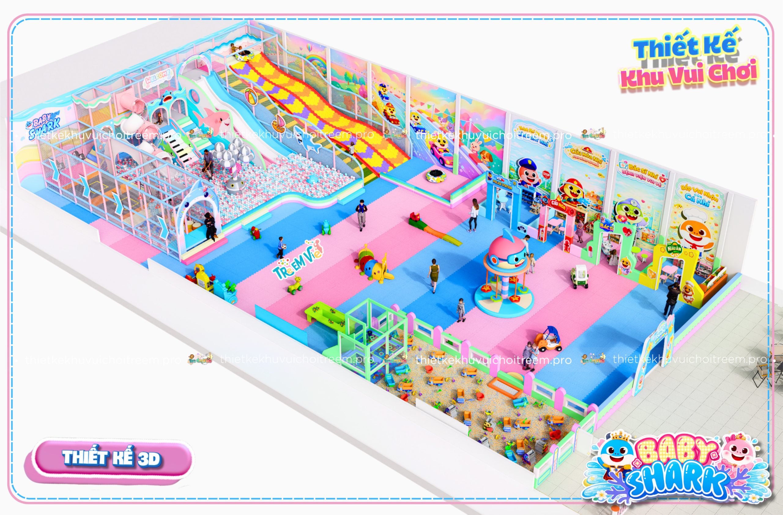 Mô hình 3D thiết kế khu vui chơi trẻ em Châu Đốc - Baby Shark