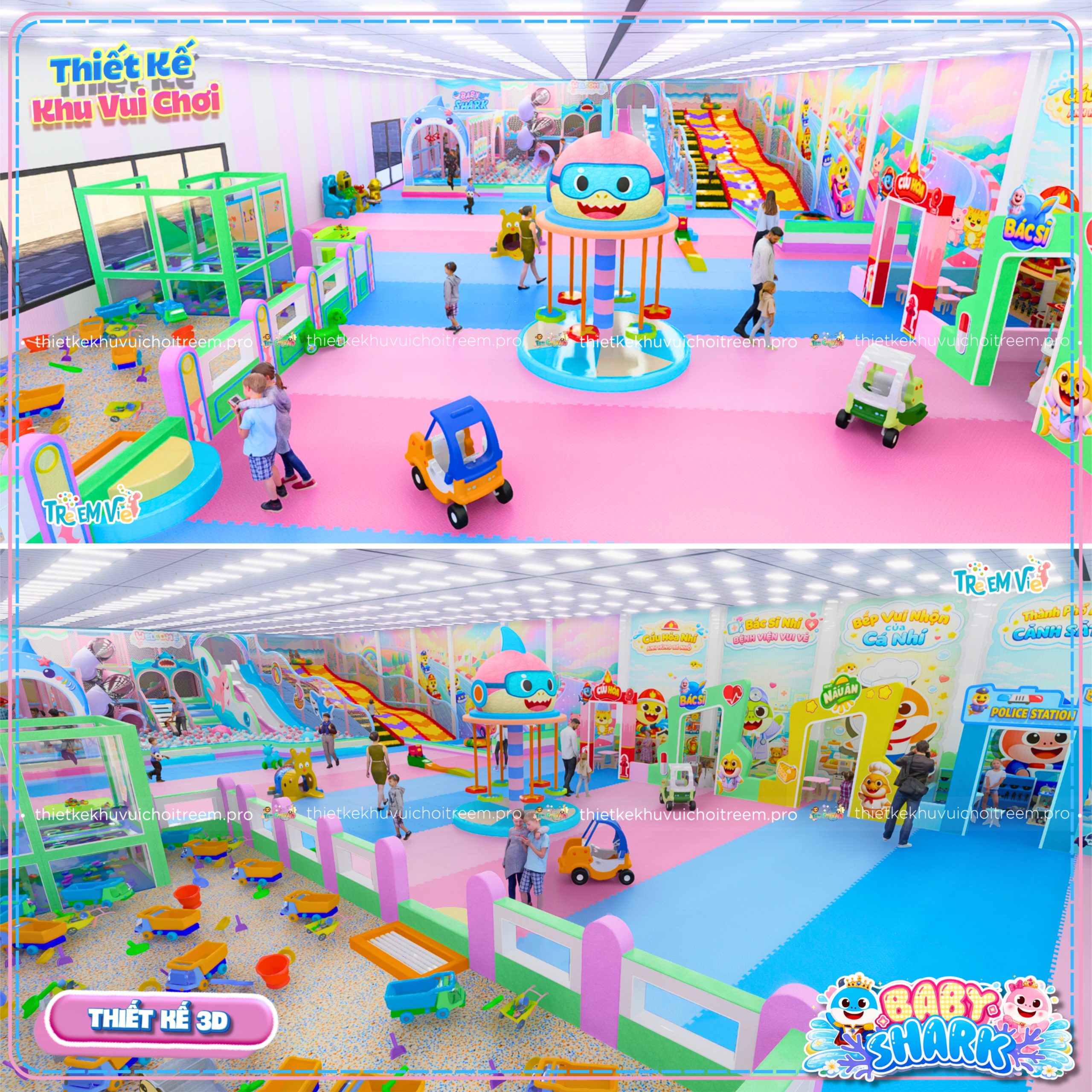 Phối màu pastel "sang - xịn - mịn" của khu vui chơi