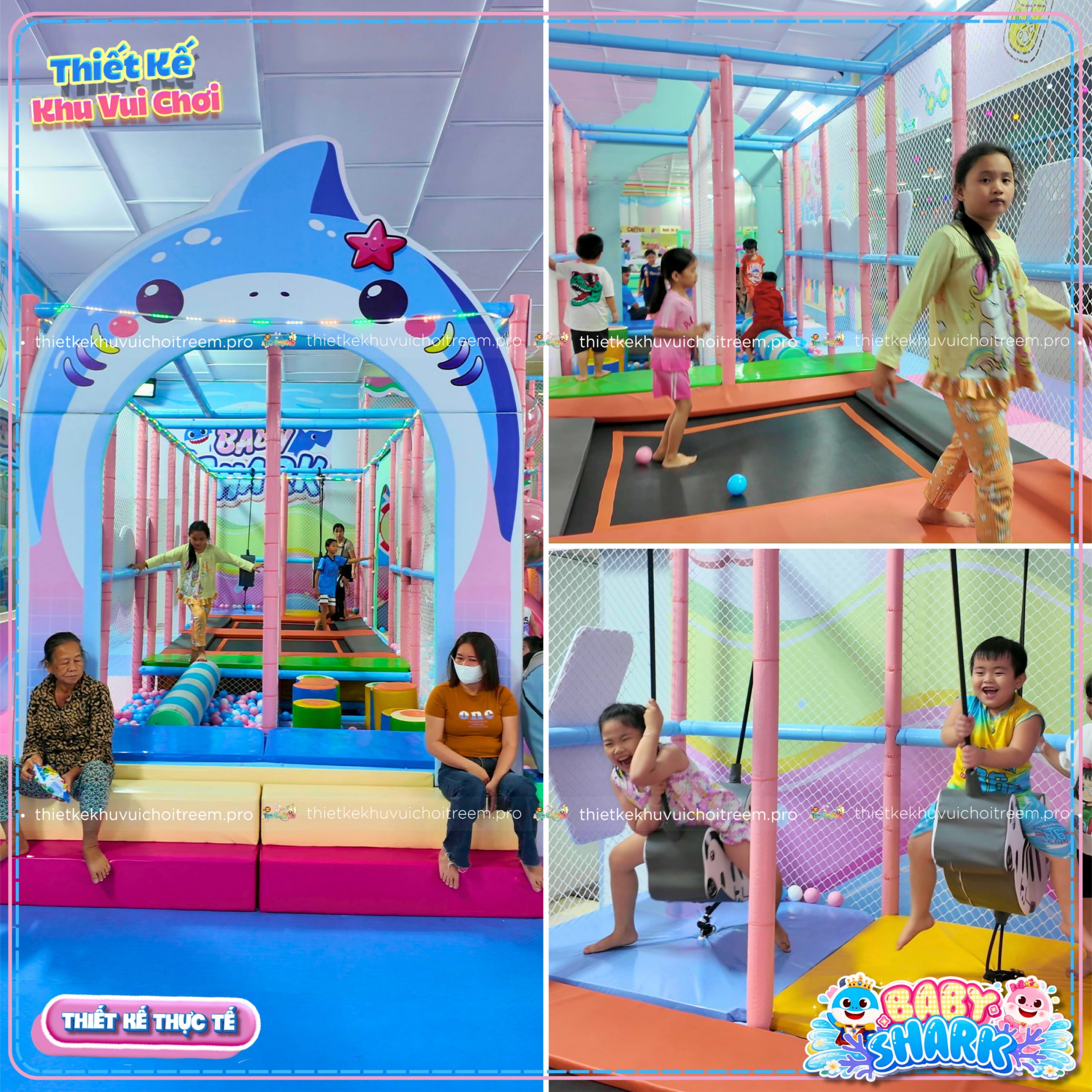 Dàn trò chơi vận động hấp dẫn của khu vui chơi Baby Shark 