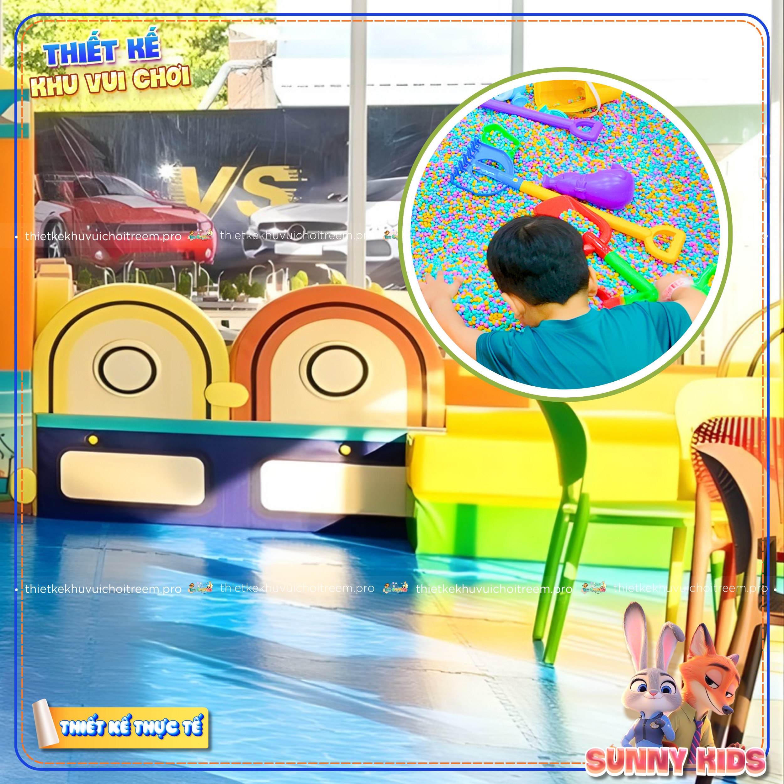 Hồ hạt sạch sẽ trong dự án thiết kế khu vui chơi Đồng Nai - Sunny Kids