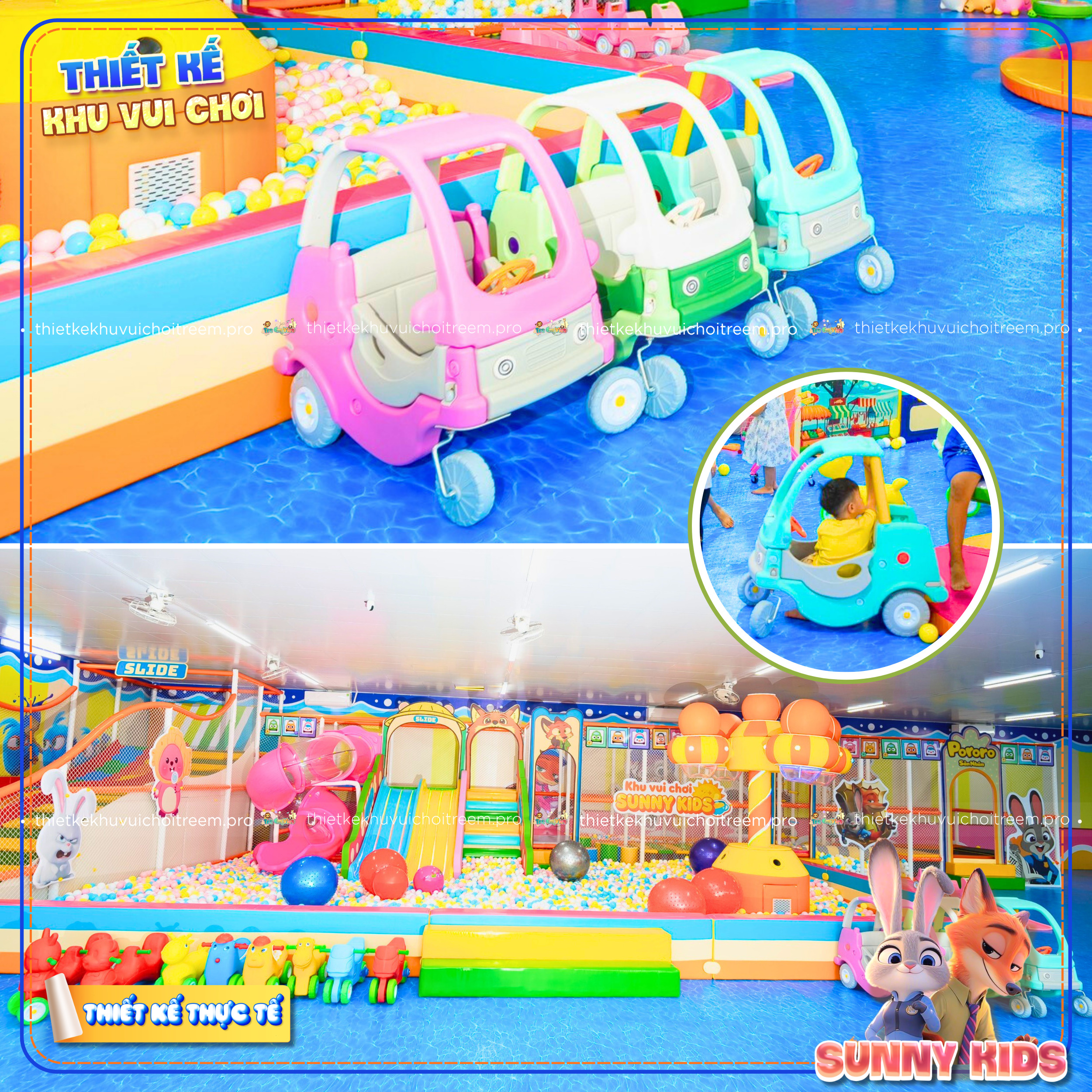 Bộ sưu tập xe chòi chân tại dự án thiết kế khu vui chơi Đồng Nai - Sunny Kids