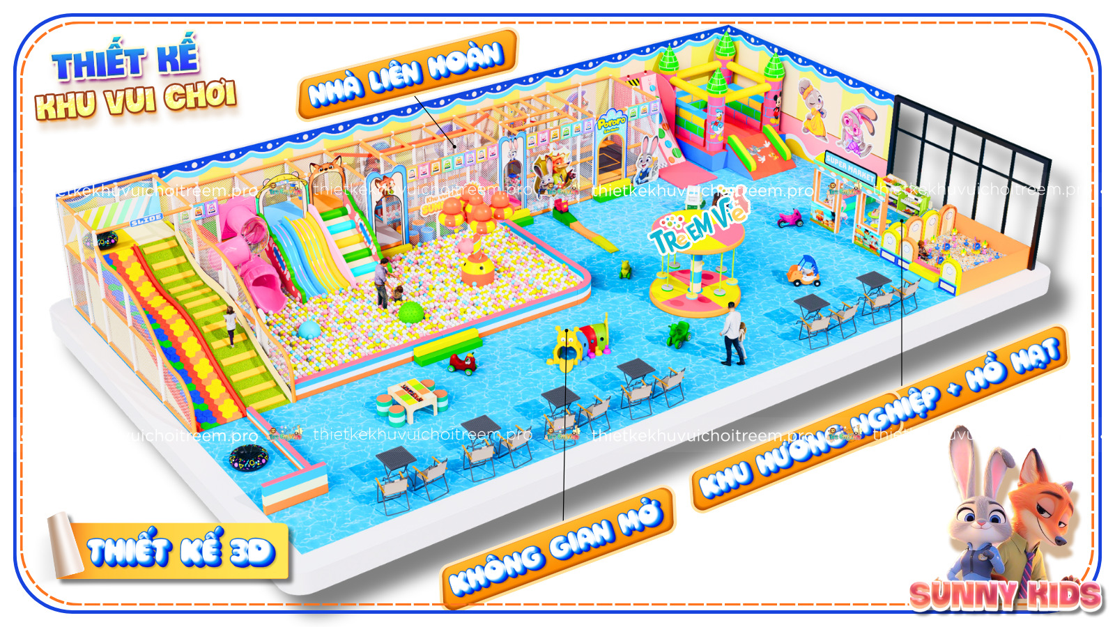 Kết cấu của mô hình dự án thiết kế khu vui chơi Đồng Nai - Sunny Kids