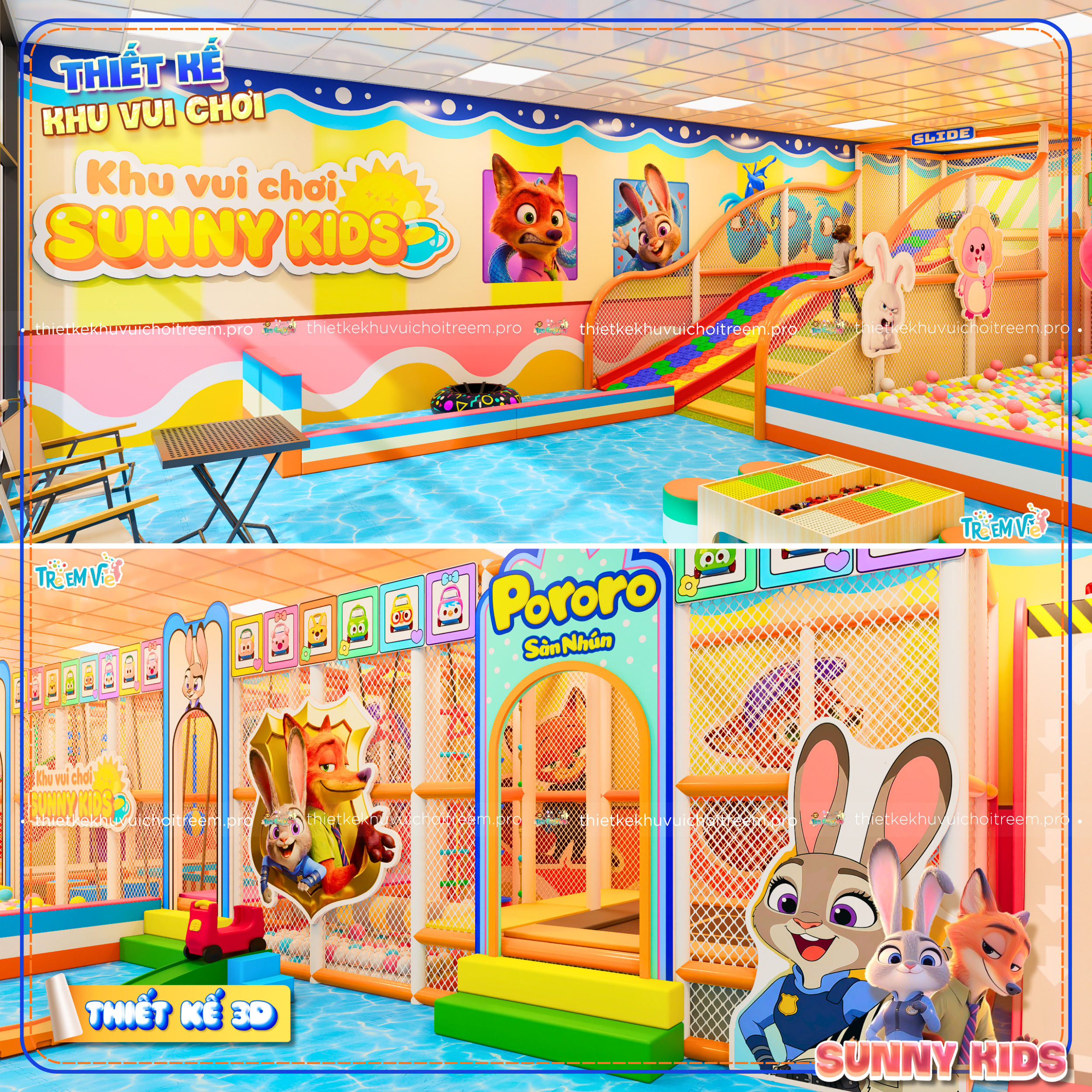 Chủ đề Zootopia bắt trend của dự án thiết kế khu vui chơi Đồng Nai - Sunny Kids