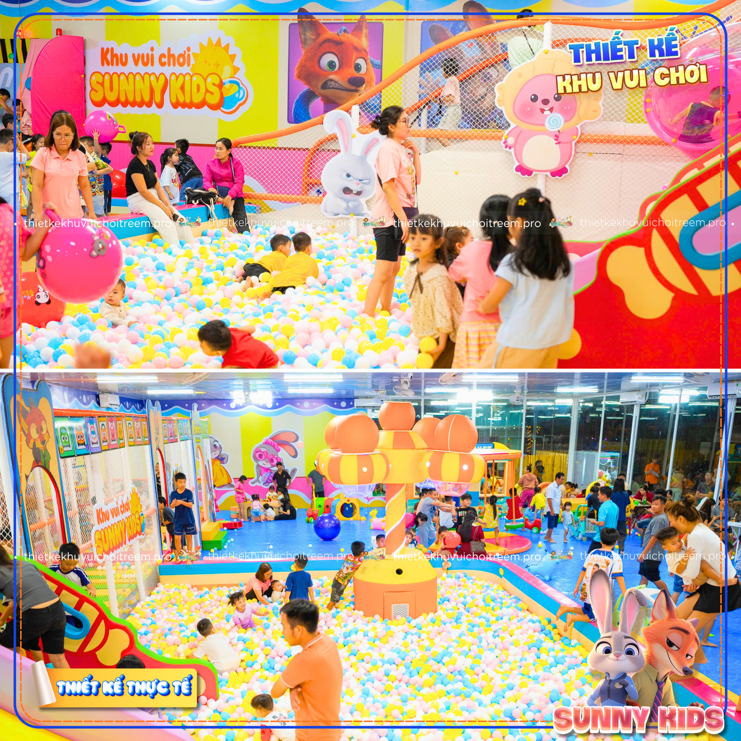 Hồ bóng và máy hút đổ bóng trong dự án thiết kế khu vui chơi Đồng Nai - Sunny Kids