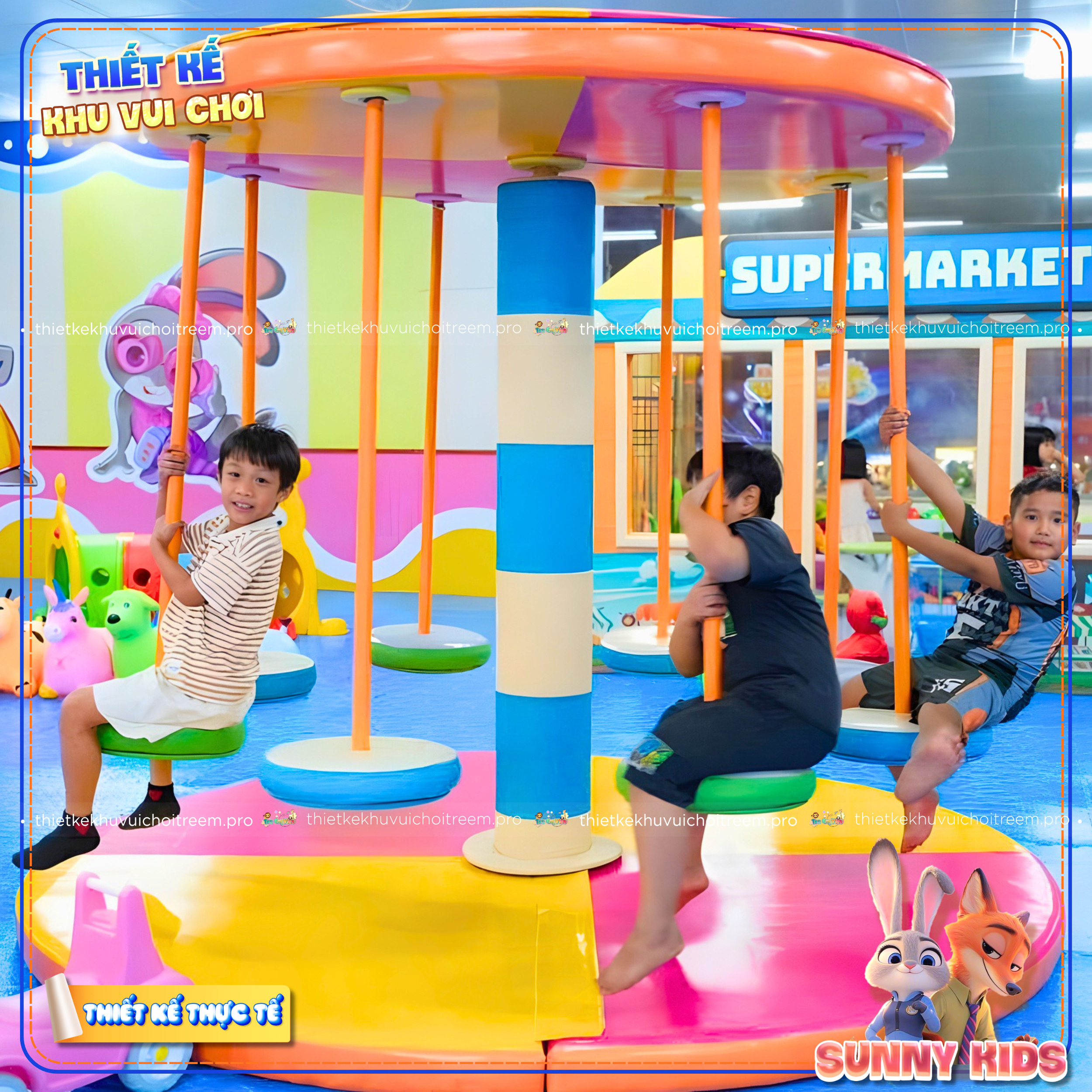 Đu quay chuyển động trong dự án thiết kế khu vui chơi Đồng Nai - Sunny Kids
