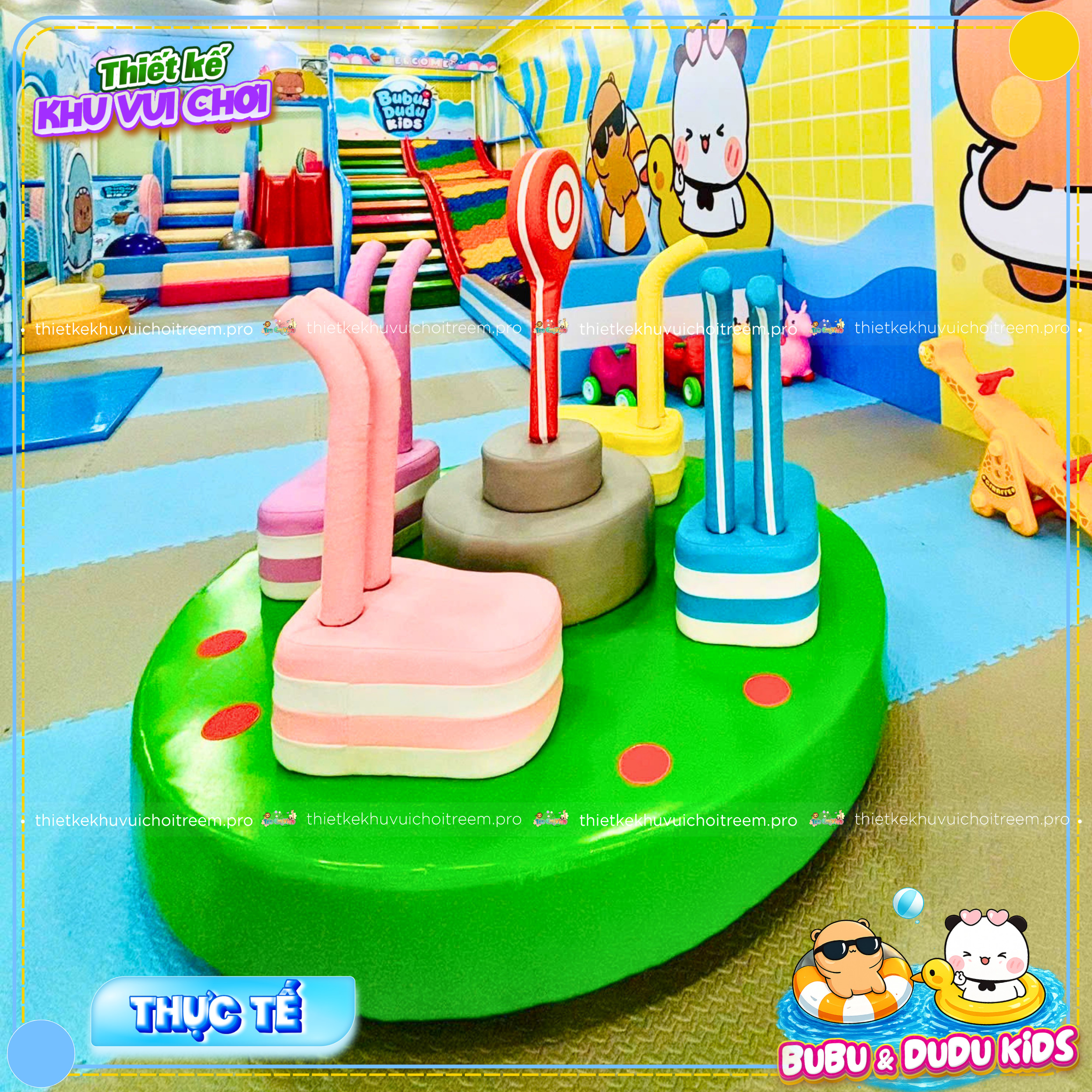 Mâm xoay kẹo ngọt trong dự án thiết kế khu vui chơi Tây Ninh - Bubu & Dudu Kids