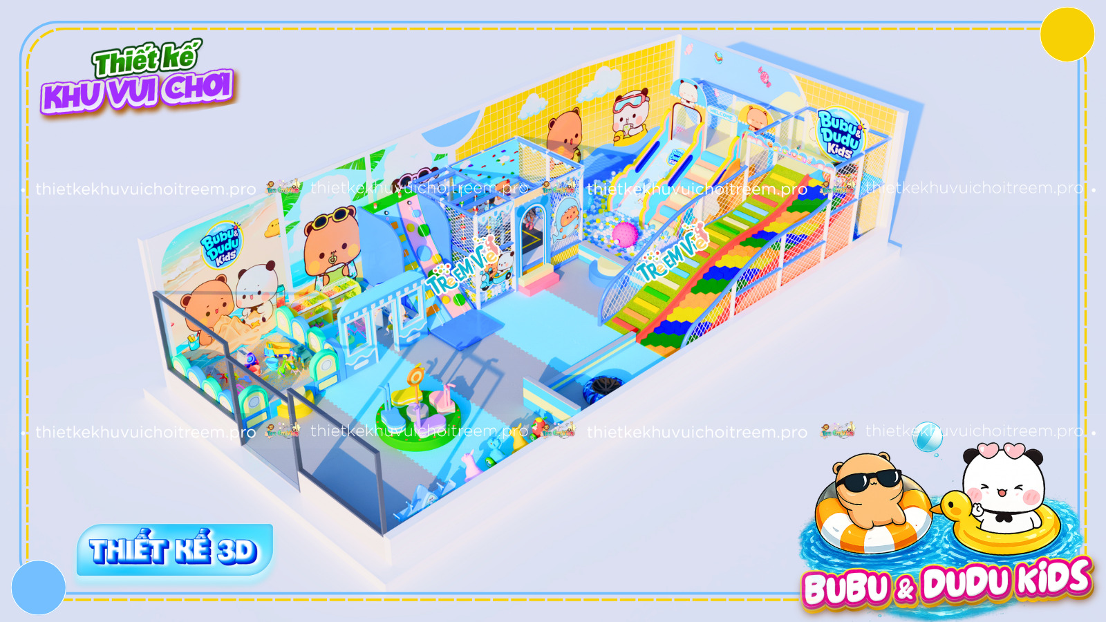 Mô hình 3D của dự án thiết kế khu vui chơi Tây Ninh - Bubu & Dudu Kids