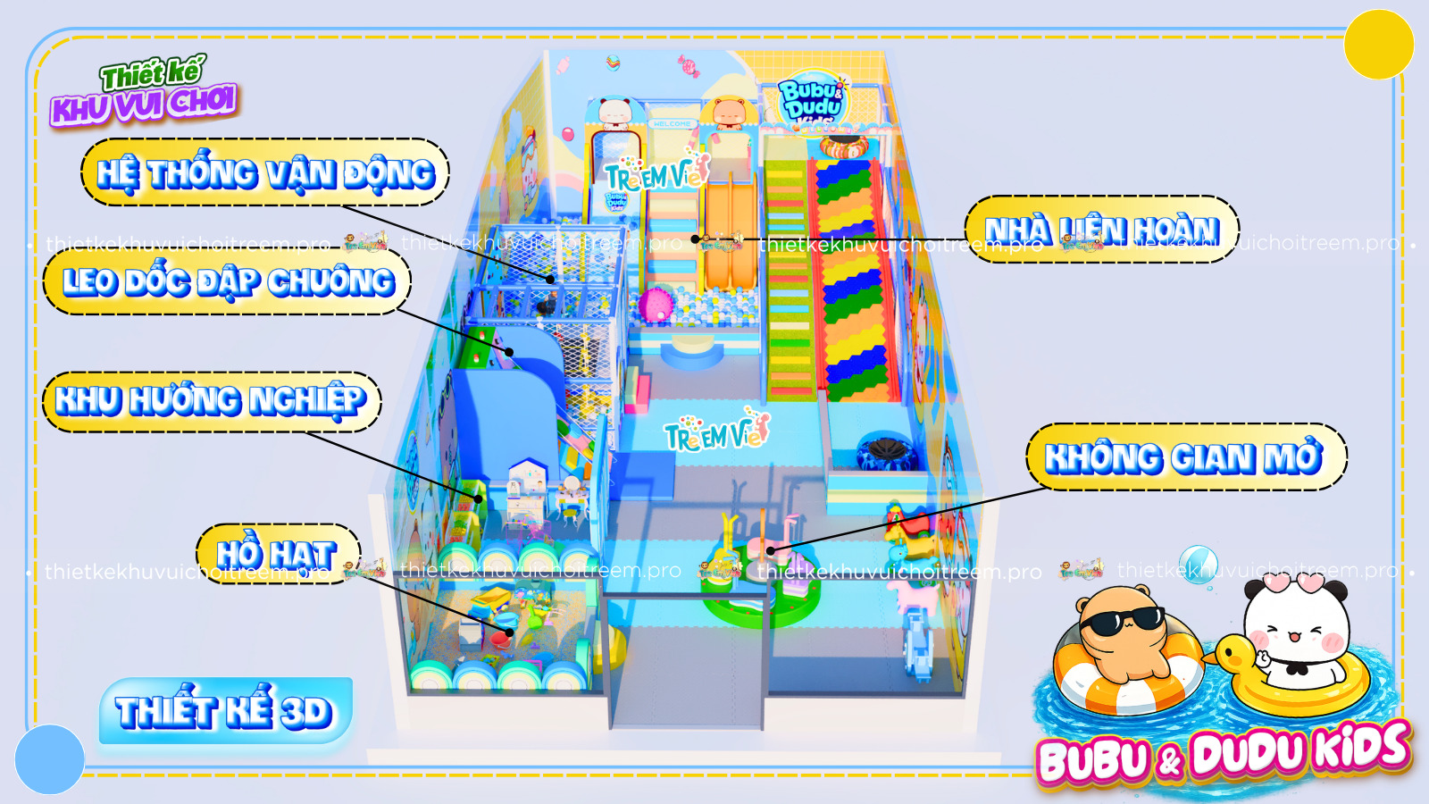 Kết cấu mô hình dự án thiết kế khu vui chơi Tây Ninh - Bubu & Dudu Kids