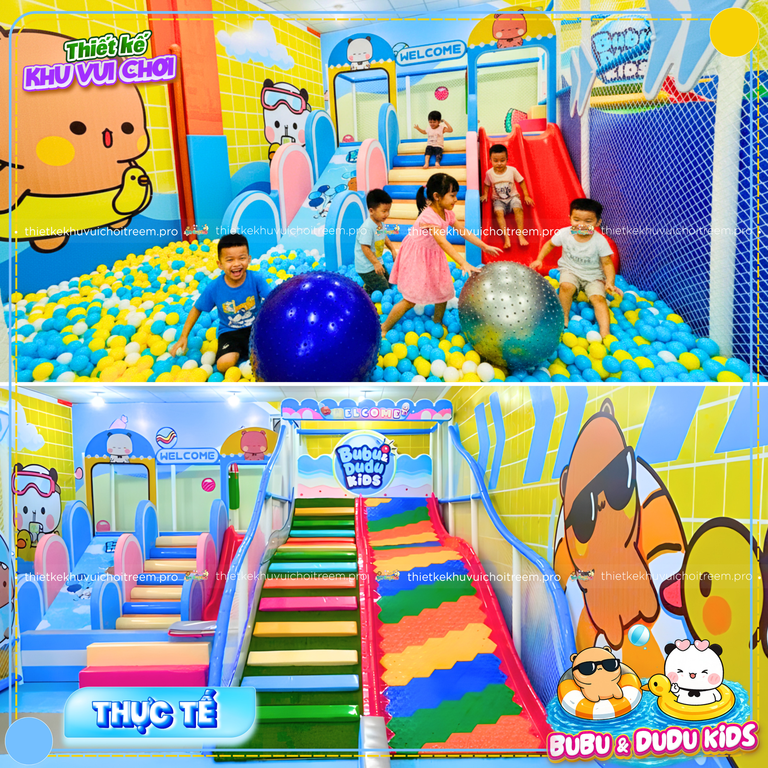 Thực tế nhà liên hoàn 2 tầng của dự án thiết kế khu vui chơi Tây Ninh - Bubu & Dudu Kids