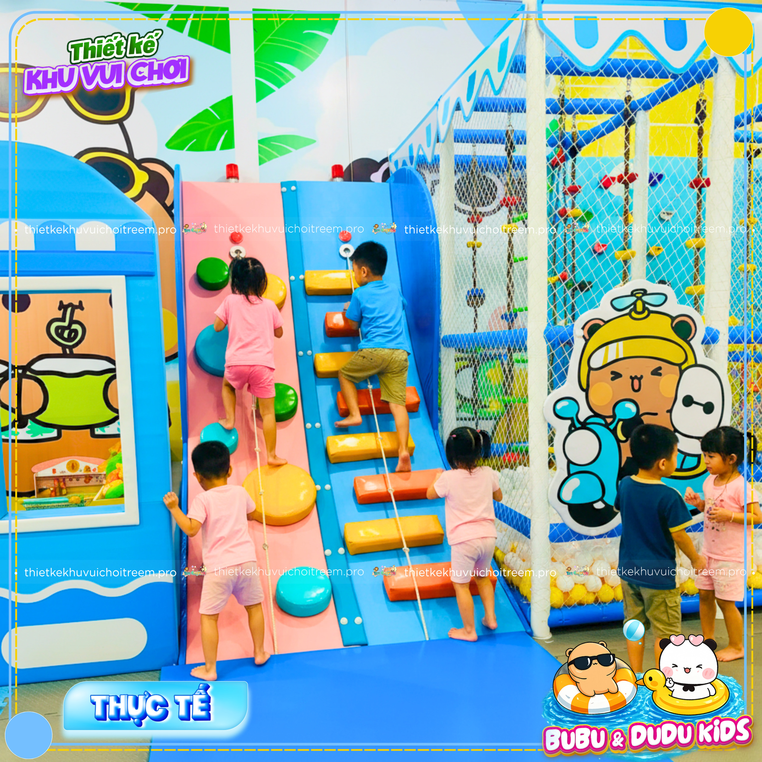 Trò chơi leo dốc đập chuông trong dự án thiết kế khu vui chơi Tây Ninh - Bubu & Dudu Kids
