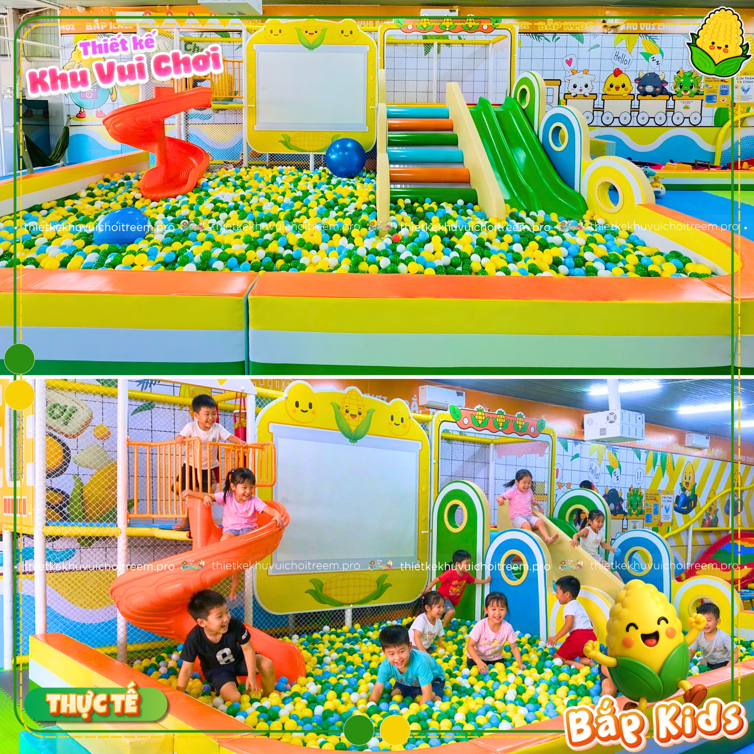 Nhà liên hoàn 2 tầng dự án thiết kế khu vui chơi Cần Thơ Bắp Kids