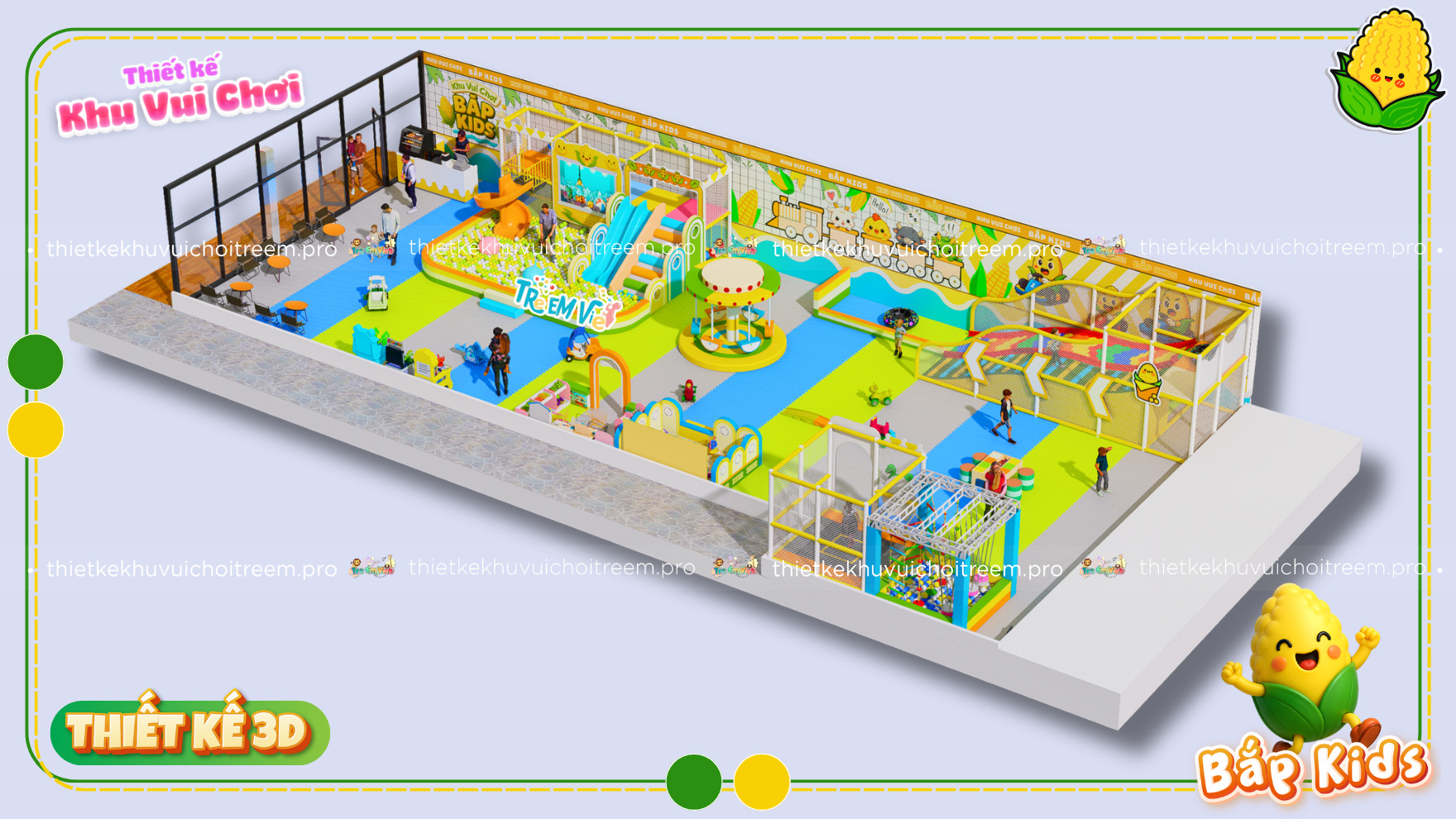 Mô hình 3D thiết kế khu vui chơi Cần Thơ - Bắp Kids