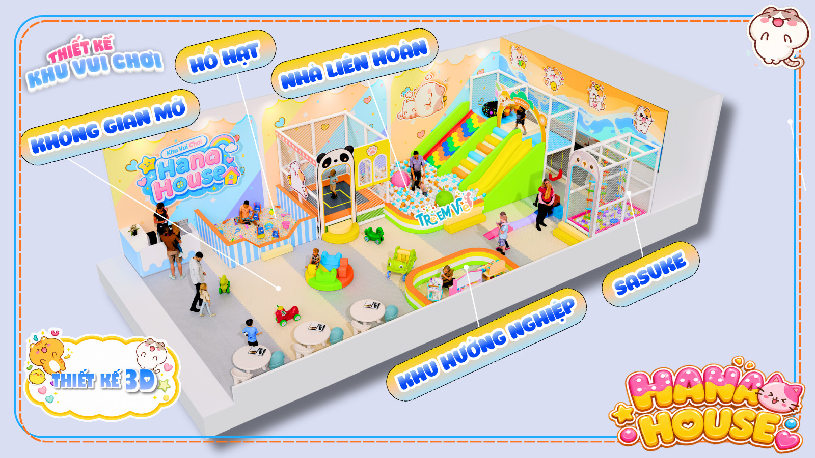 Kết cấu các phân khu dự án thiết kế khu vui chơi Bắc Ninh - Hana House