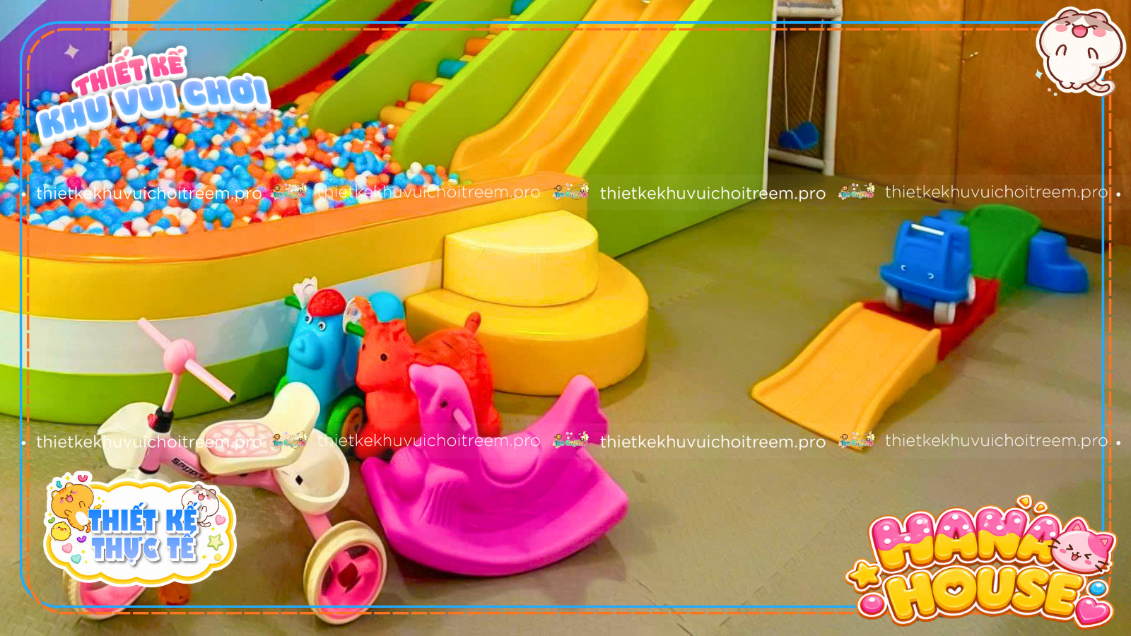 Xe chòi chân & bập bênh trong dự án thiết kế khu vui chơi Bắc Ninh - Hana House