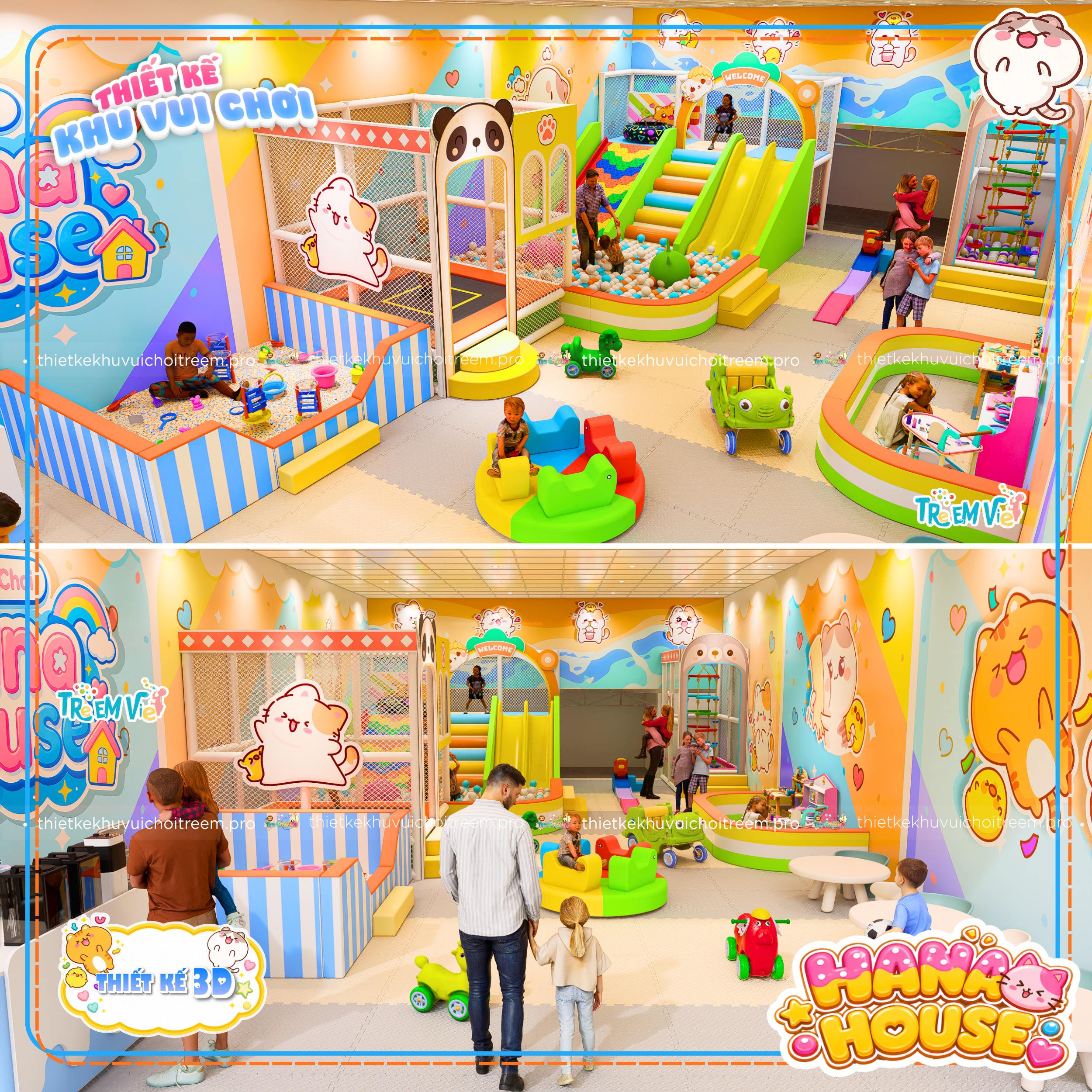 Thiết kế khu vui chơi Bắc Ninh - Hana House dùng bảng màu pastel đa sắc