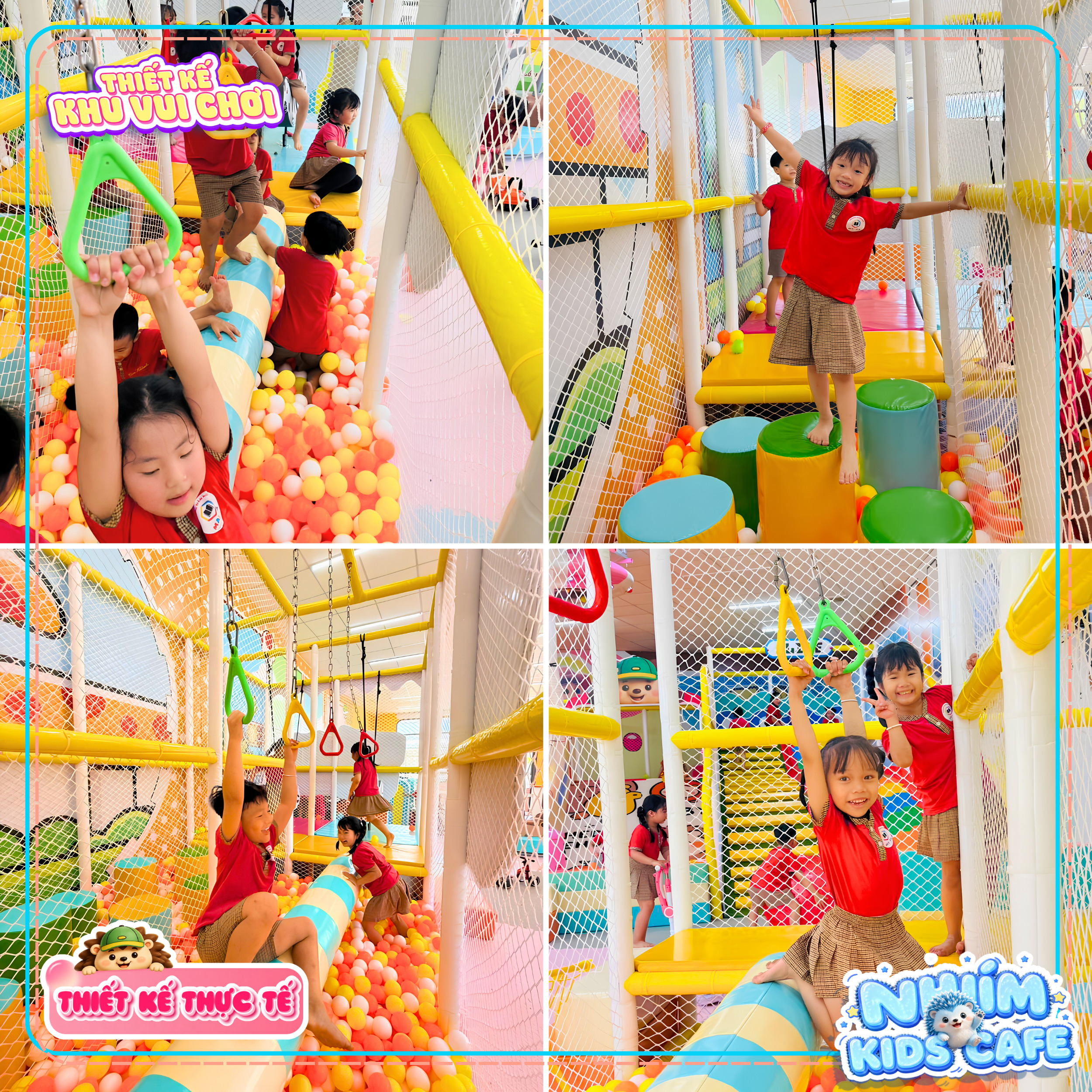 Hệ thống sasuke trong dự án thiết kế khu vui chơi Bình Định - Nhím Kids Cafe