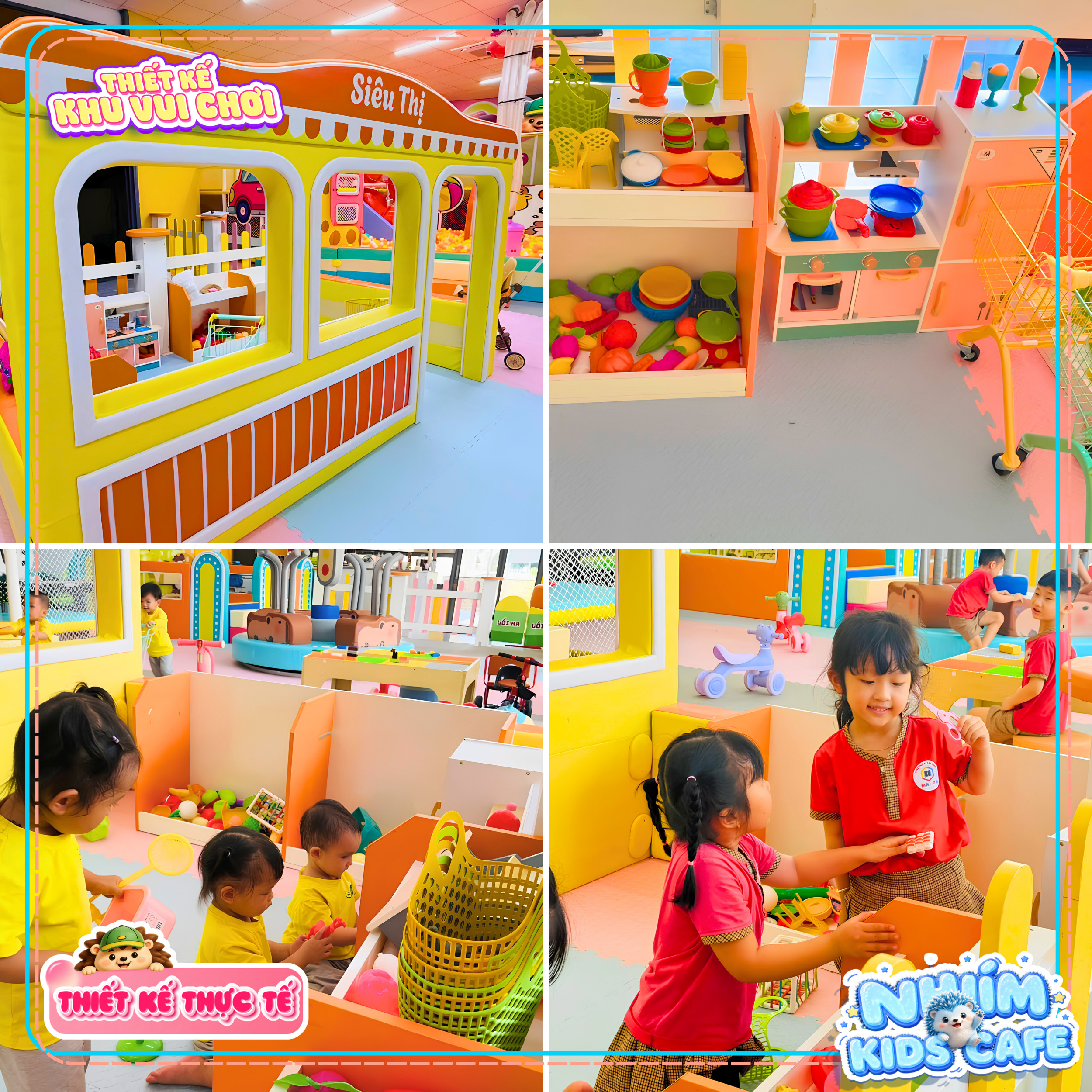 Khu hướng nghiệp siêu thị trong dự án thiết kế khu vui chơi Bình Định - Nhím Kids Cafe