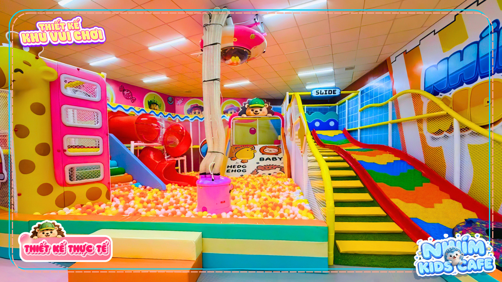 Nhà liên hoàn 3 tầng dự án thiết kế khu vui chơi Bình Định - Nhím Kids Cafe