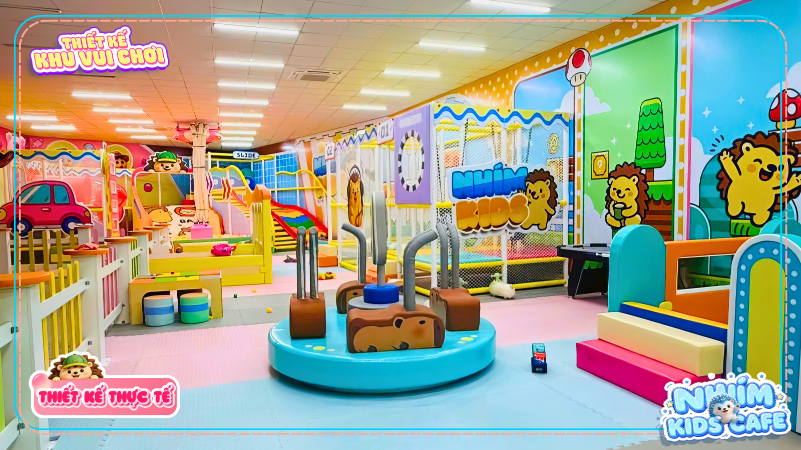 Góc nhìn thực tế dự án thiết kế khu vui chơi Bình Định - Nhím Kids Cafe