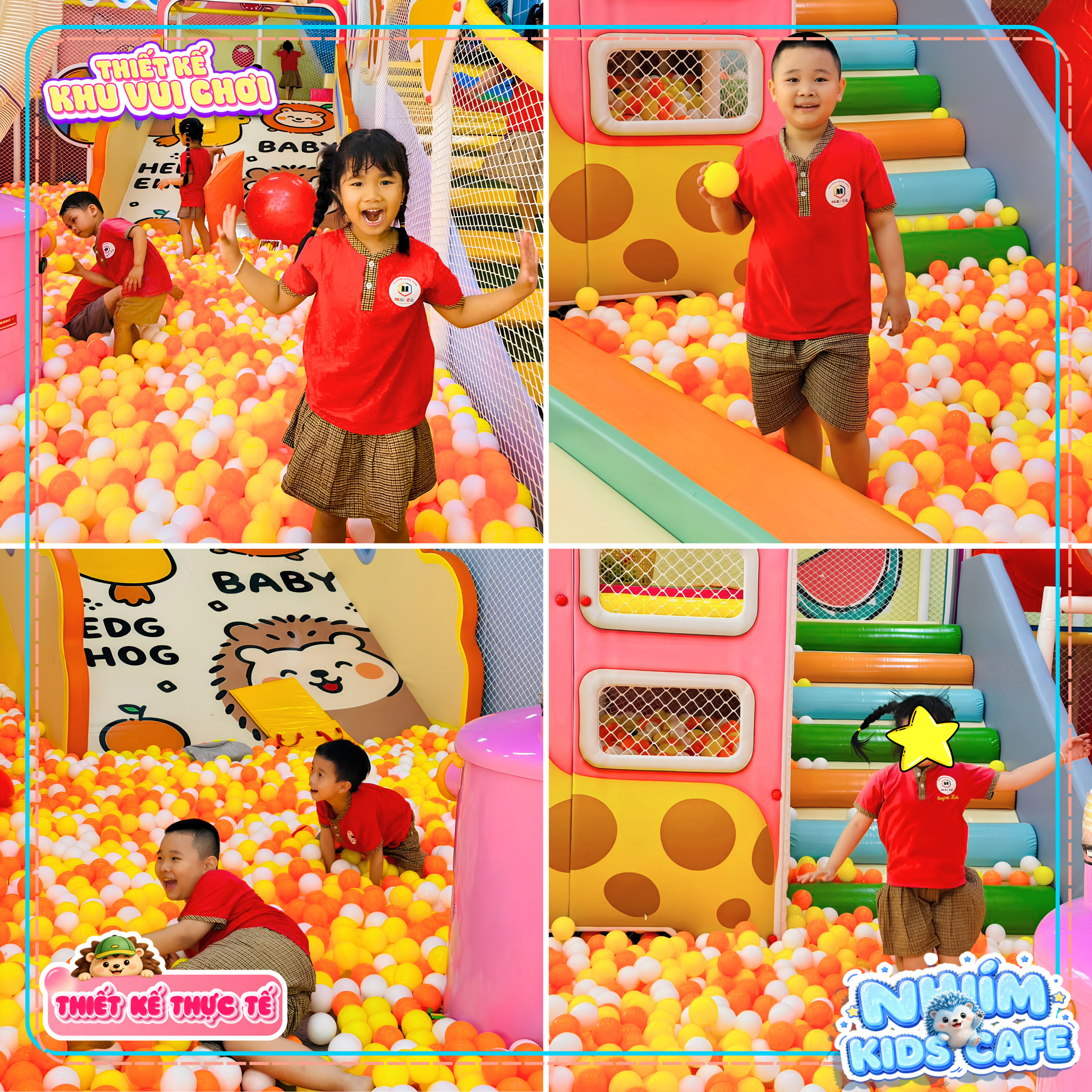 Hồ banh trắng cam bắt mắt dự án thiết kế khu vui chơi Bình Định - Nhím Kids Cafe