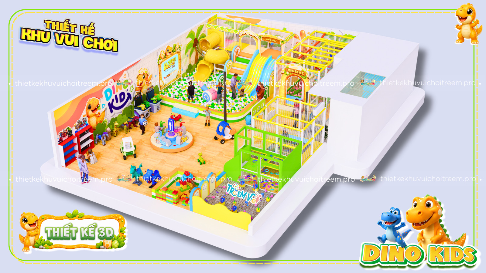 Mô hình 3D thiết kế khu vui chơi Long An - Dino Kids