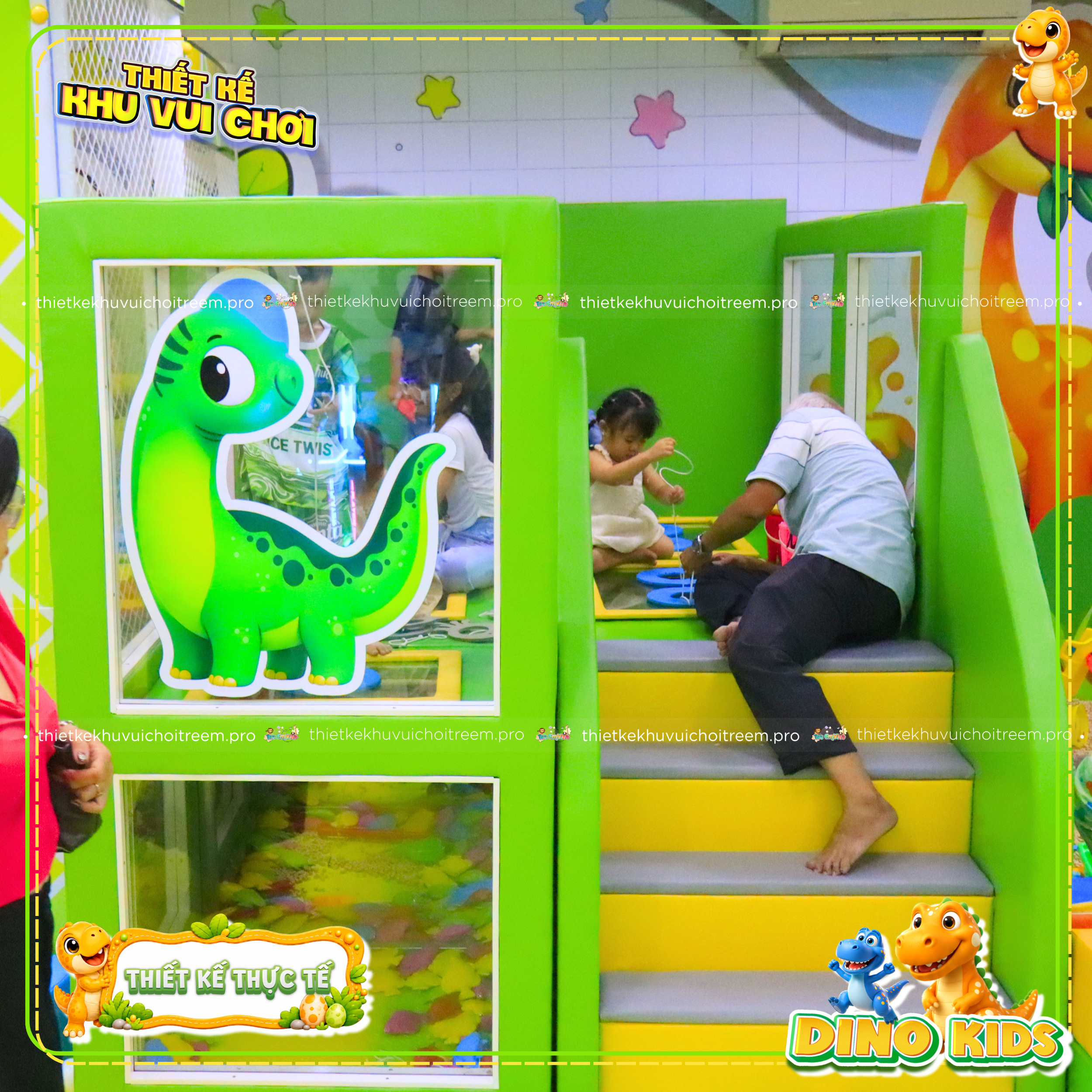 Hồ câu cá trên cao trong dự án thiết kế khu vui chơi Long An - Dino Kids