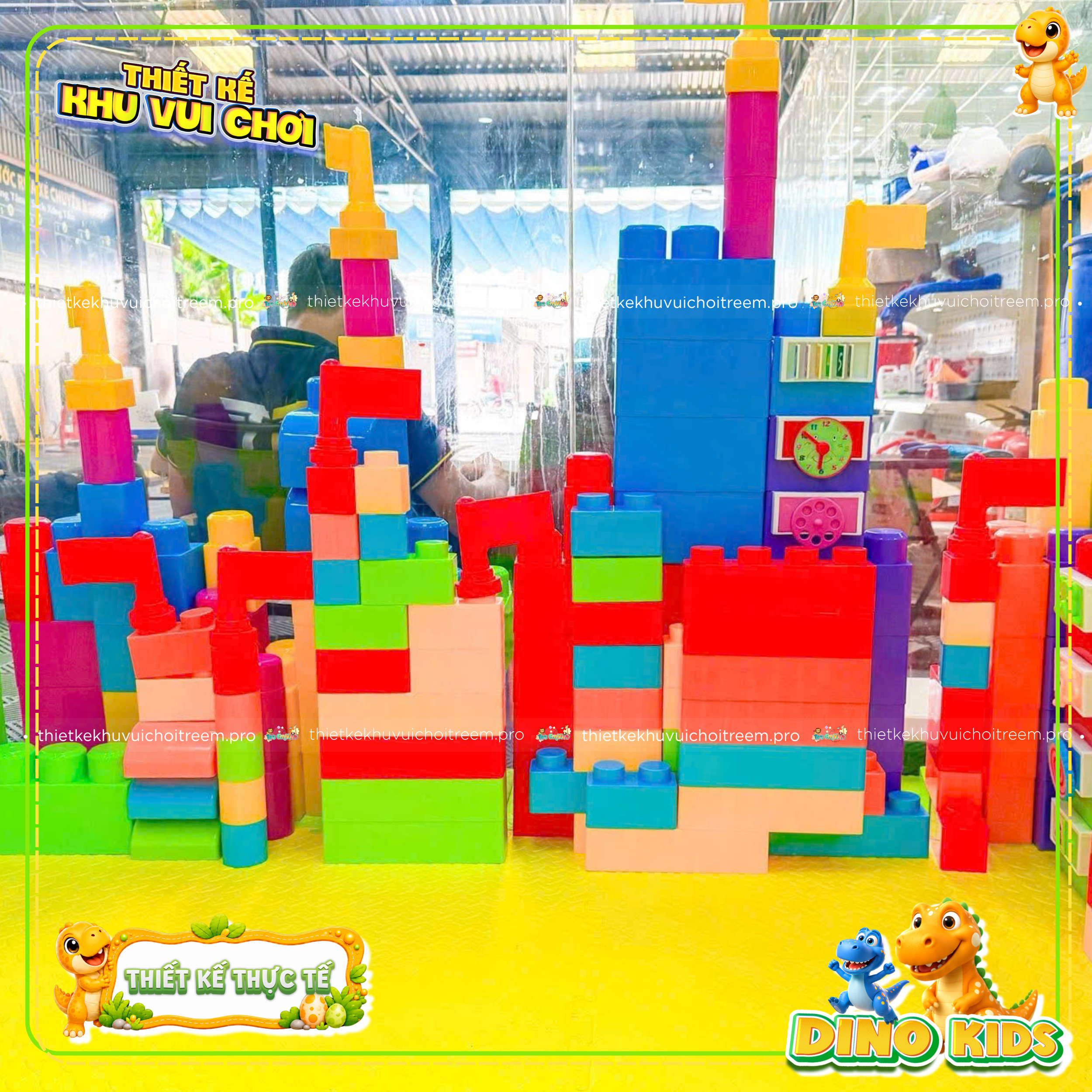 Hồ xếp lego của dự án thiết kế khu vui chơi Long An - Dino Kids