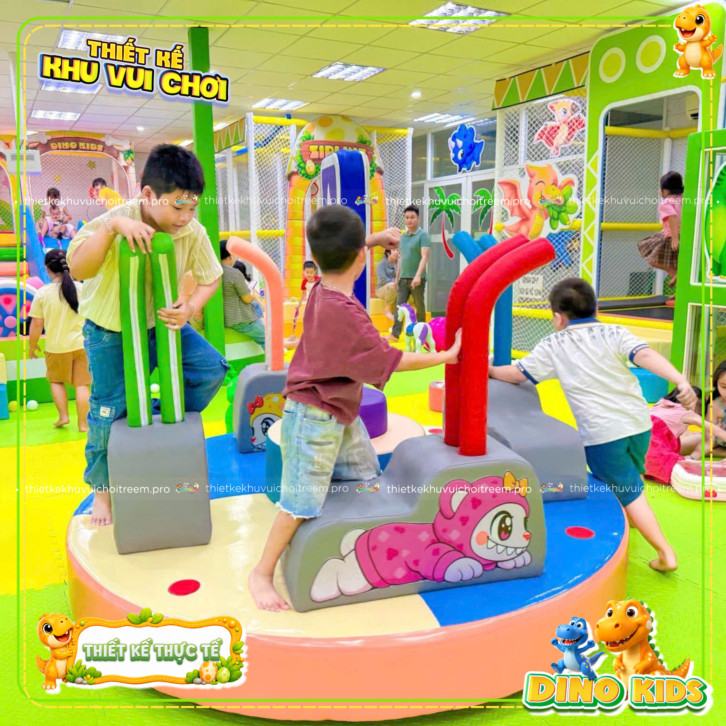 Mâm xoay Labubu của dự án thiết kế khu vui chơi Long An - Dino Kids