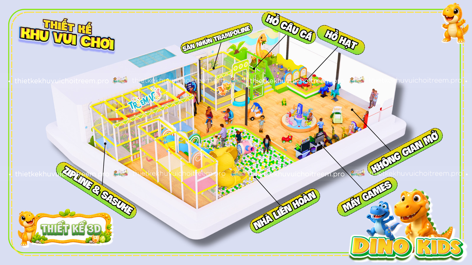 Kết cấu của mô hình dự án thiết kế khu vui chơi Long An - Dino Kids
