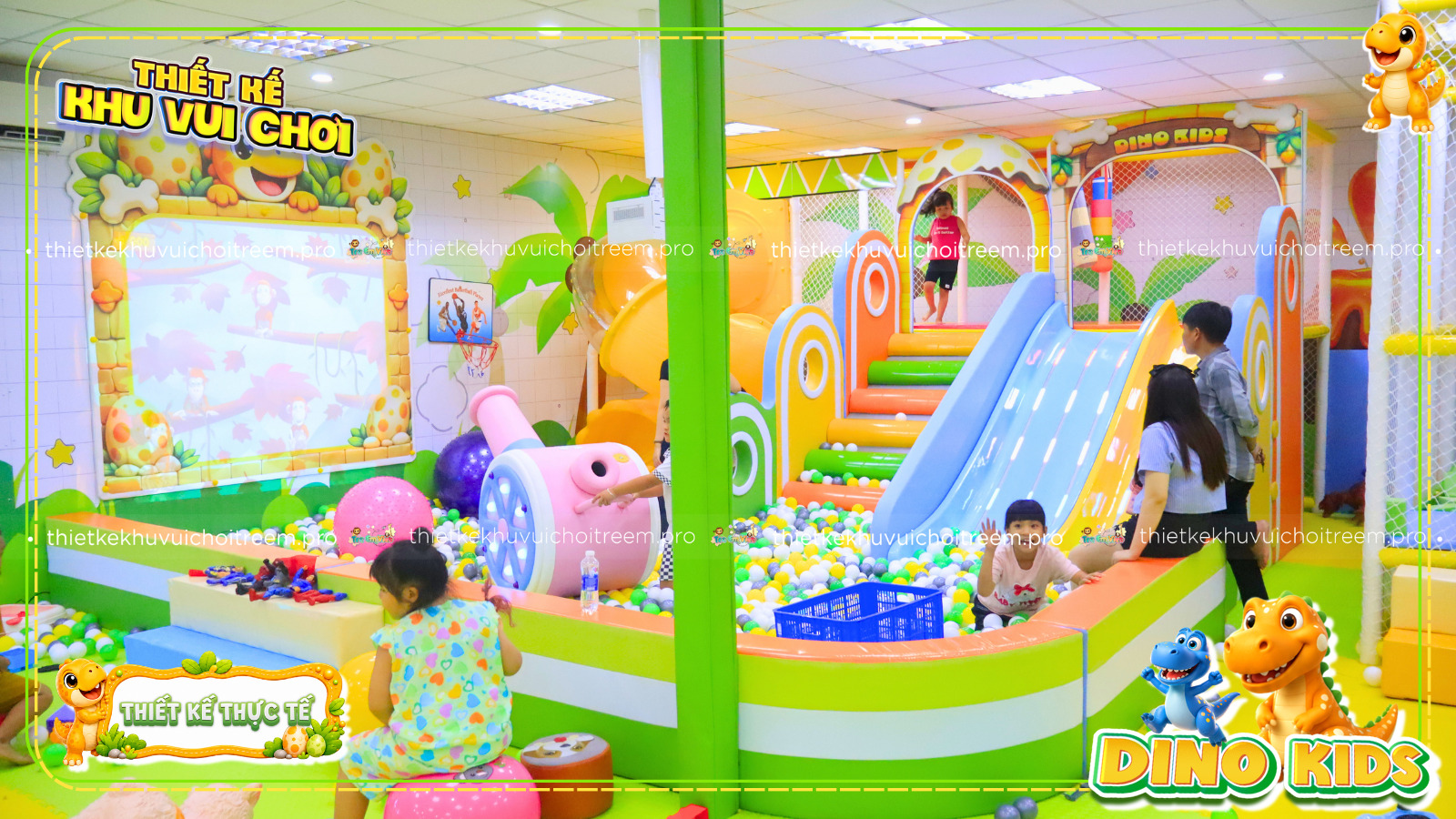 Nhà liên hoàn 2 tầng của dự án thiết kế khu vui chơi Long An - Dino Kids