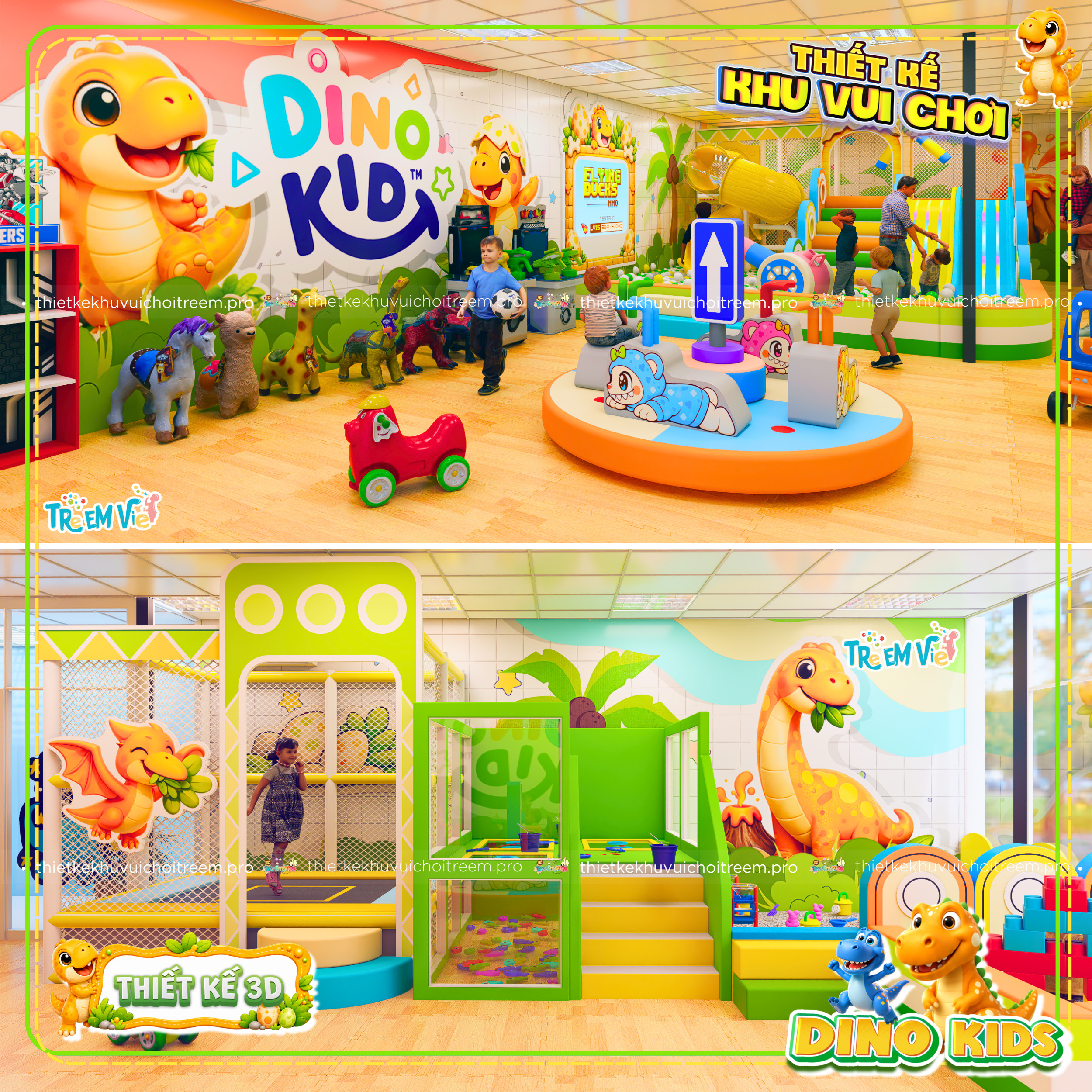 Khủng long là nhân vật chủ đạo của dự án thiết kế khu vui chơi Long An - Dino Kids