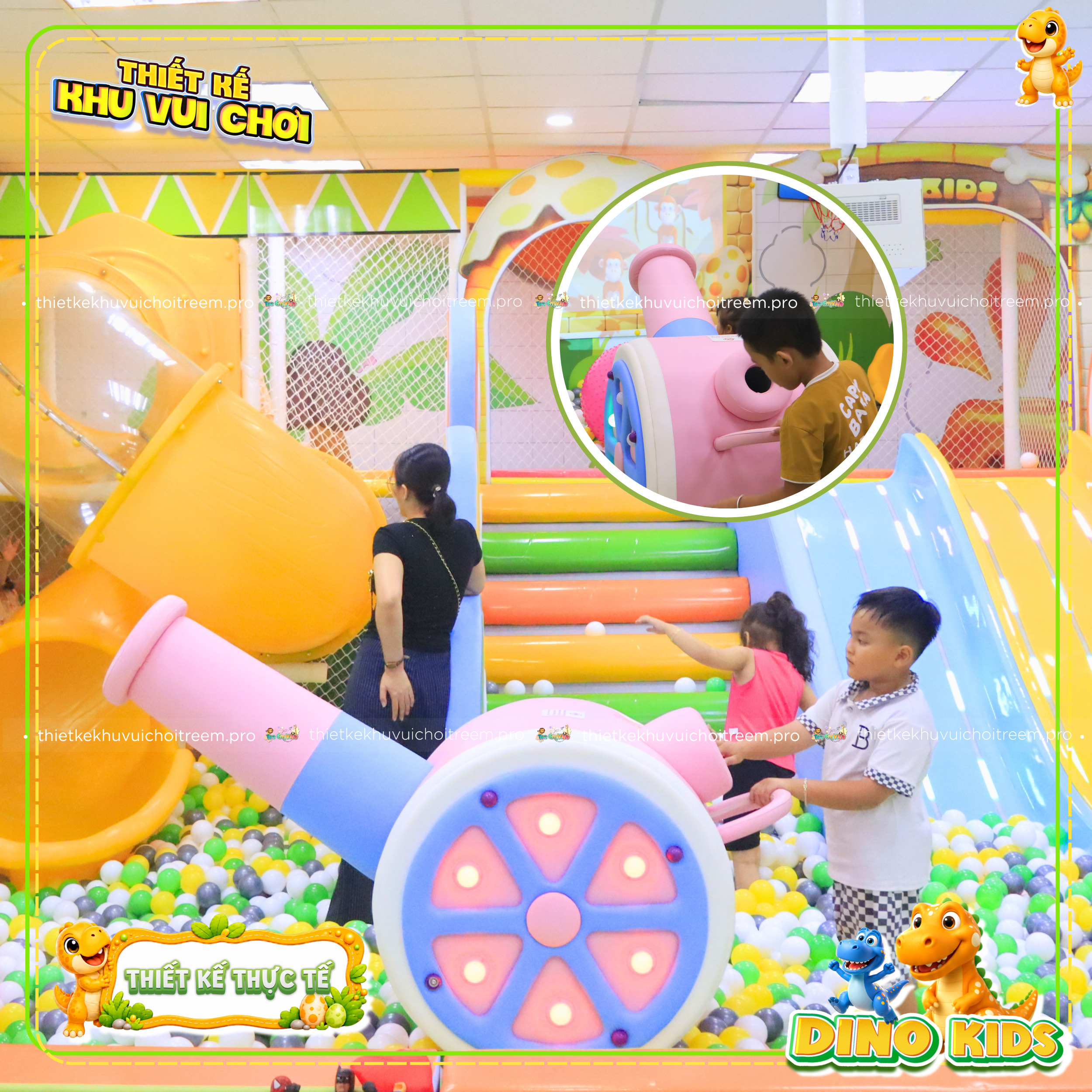 Sún bắn bóng trong dự án thiết kế khu vui chơi Long An - Dino Kids