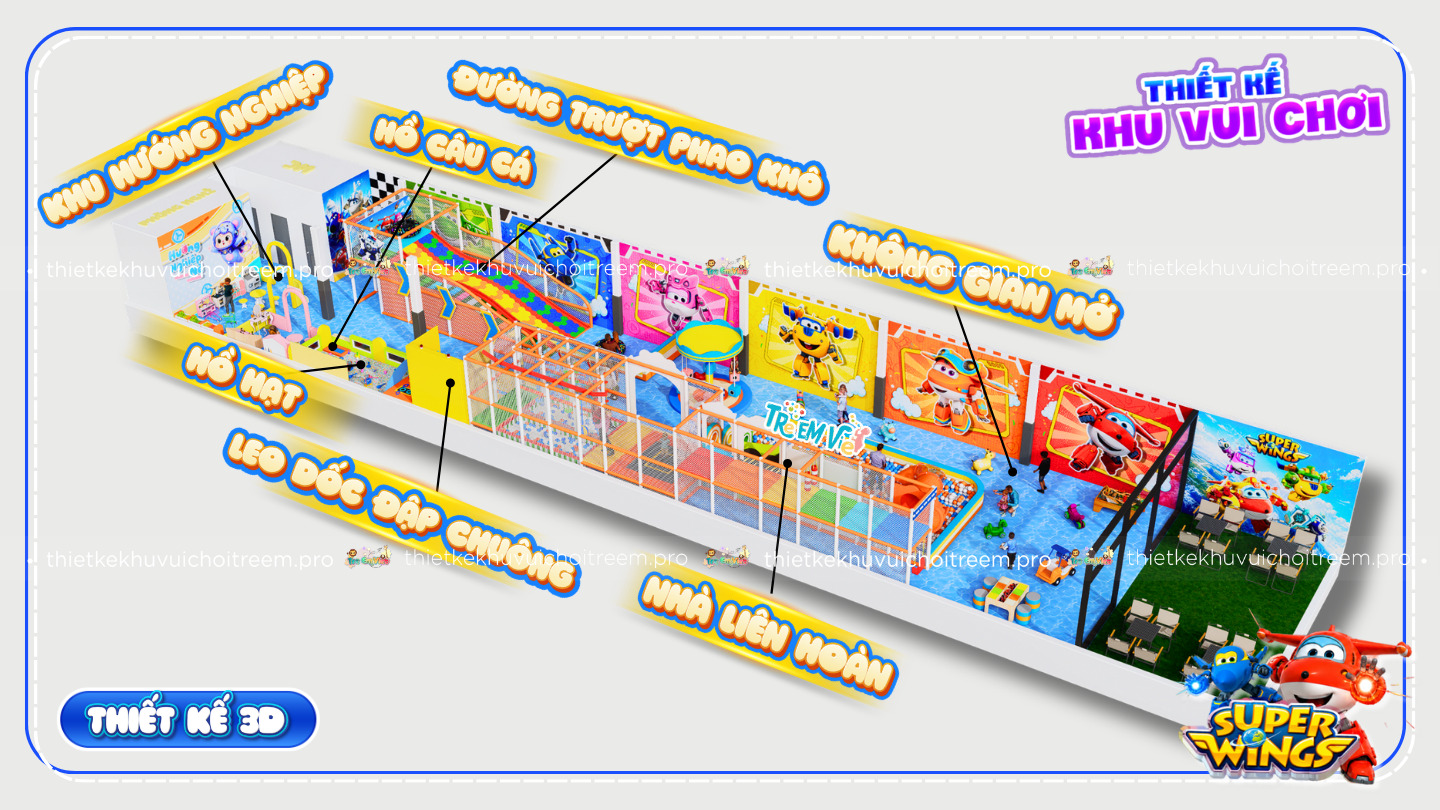 Kết cấu mô hình 3D dự án thiết kế khu vui chơi Bình Tân - Super Wings