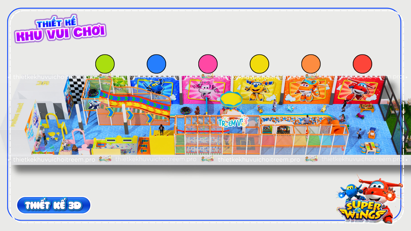 Phối màu đa sắc của dự án thiết kế khu vui chơi Bình Tân - Super Wings