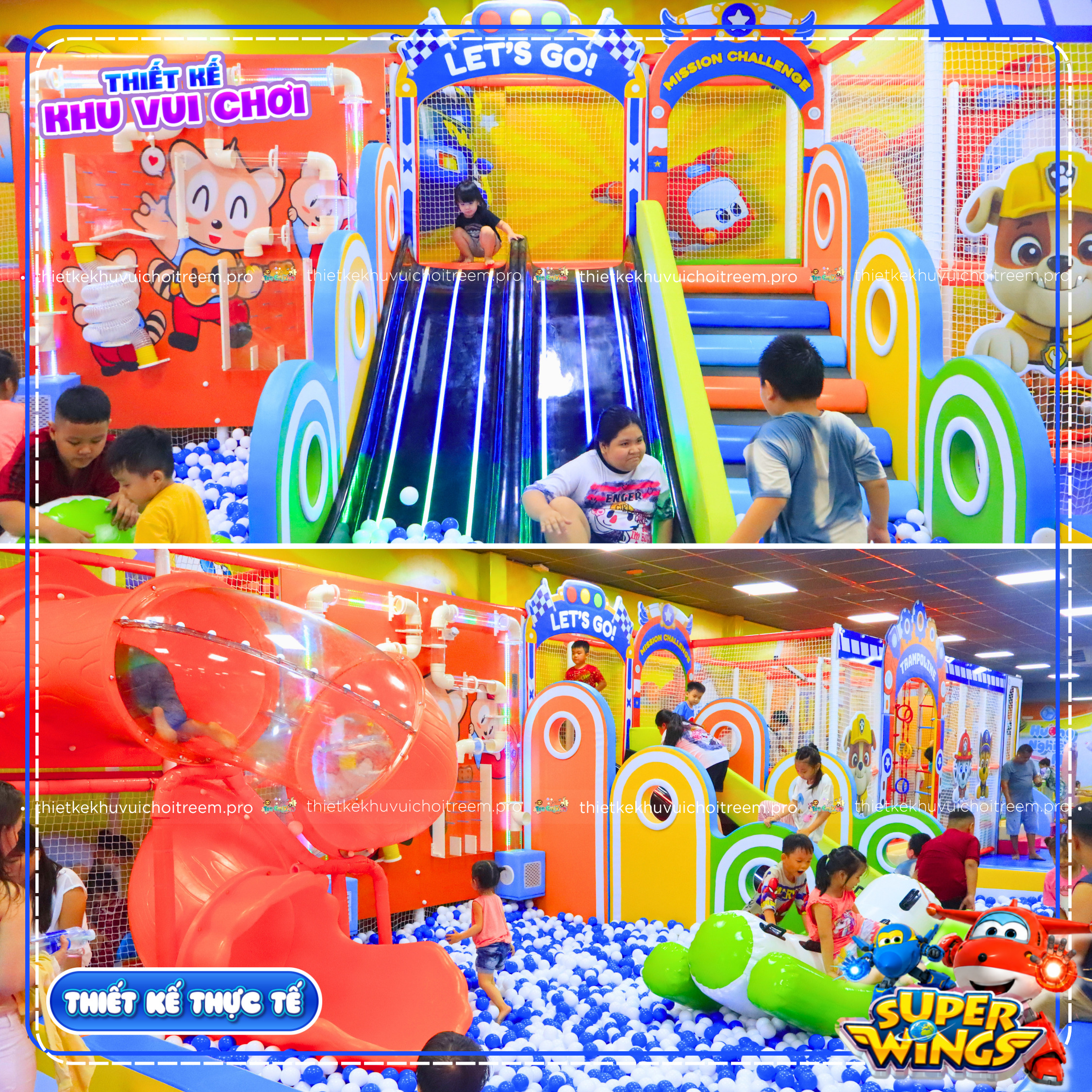 Hệ thống cầu trượt của dự án thiết kế khu vui chơi Bình Tân - Super Wings