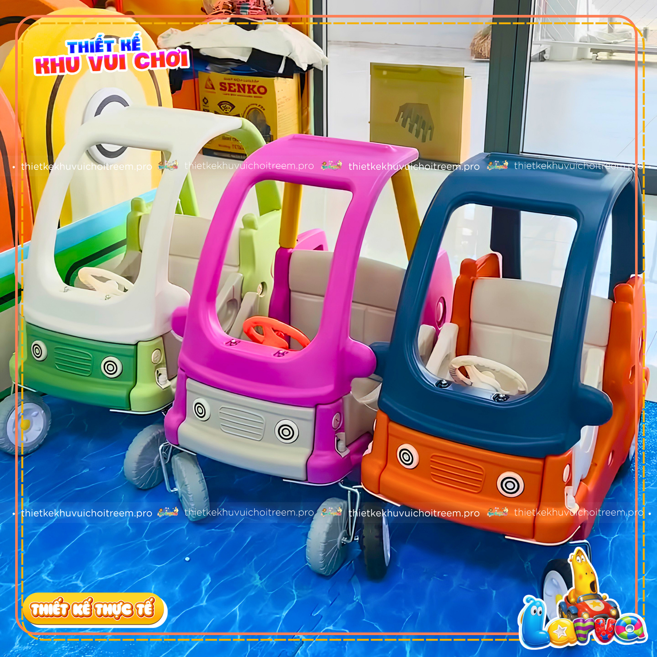 Xe chòi chân của dự án thiết kế khu vui chơi Gia Lai - Larva Kids