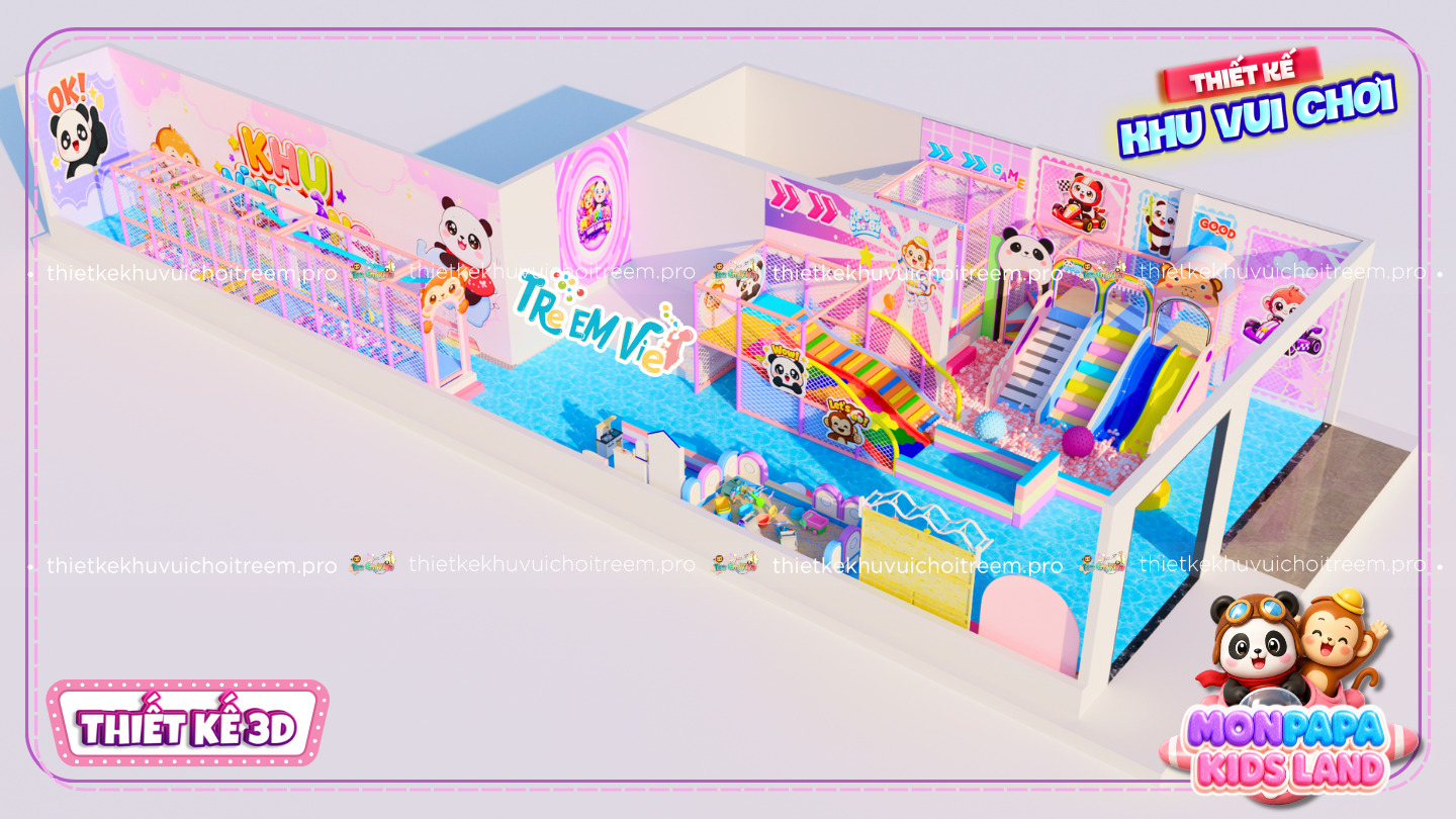 Mô hình 3D thiết kế khu vui chơi Kon Tum - Monpapa Kids Land