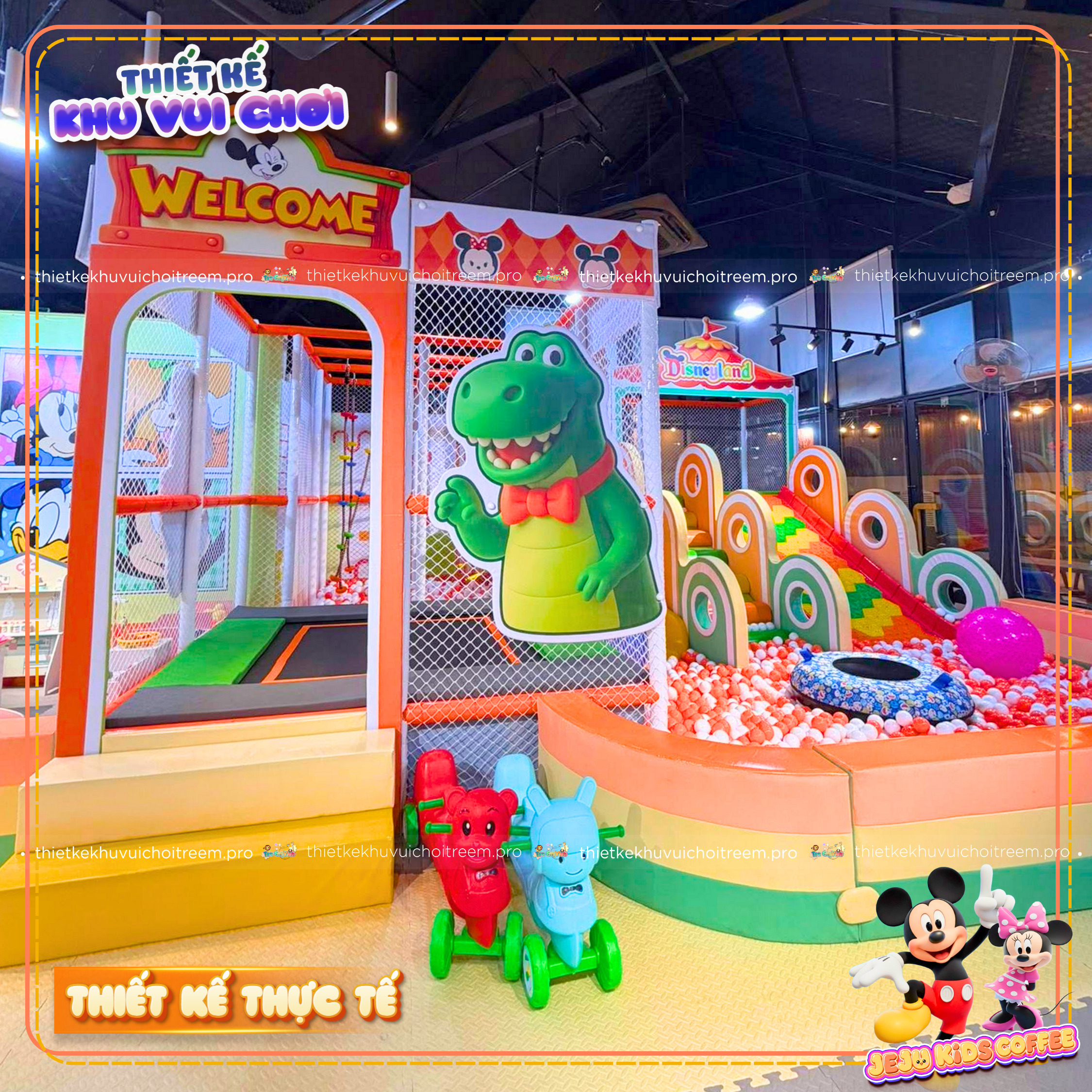 Nhà liên hoàn 2 tầng dự án thiết kế khu vui chơi Tây Ninh - Jeju Kids Coffee