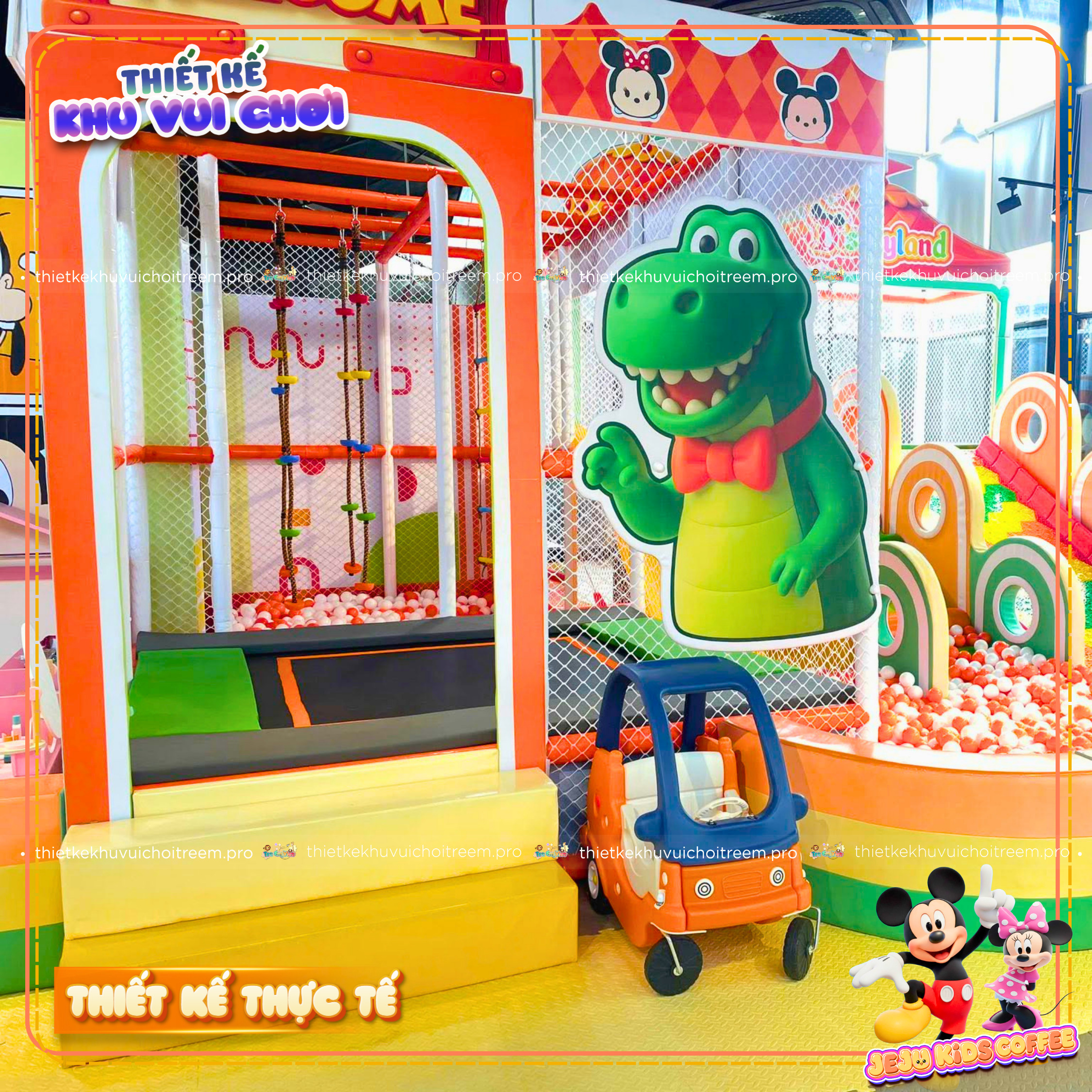 Sàn nhún trampoline của dự án thiết kế khu vui chơi Tây Ninh - Jeju Kids Coffee